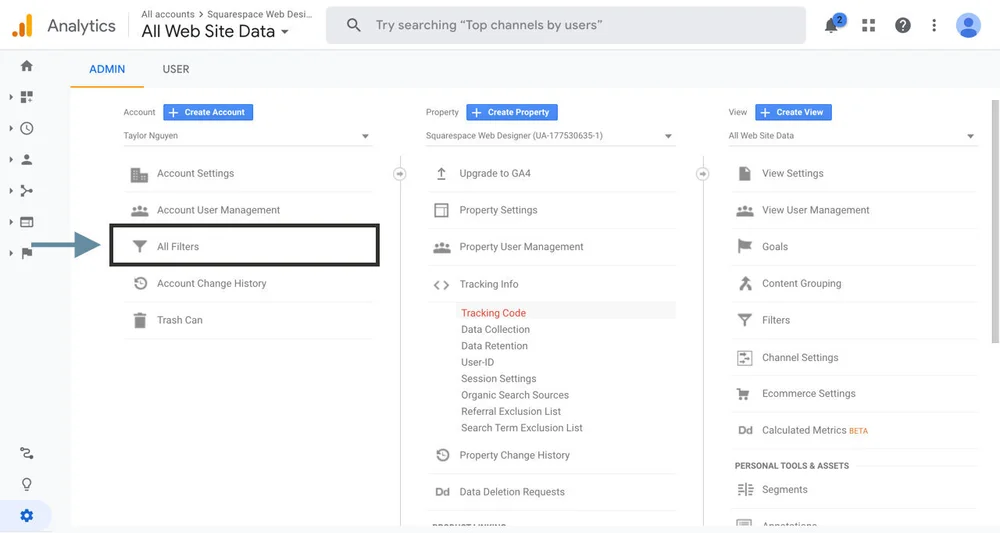 Squarespace Google Analytics How to Exclude Your Own Visits