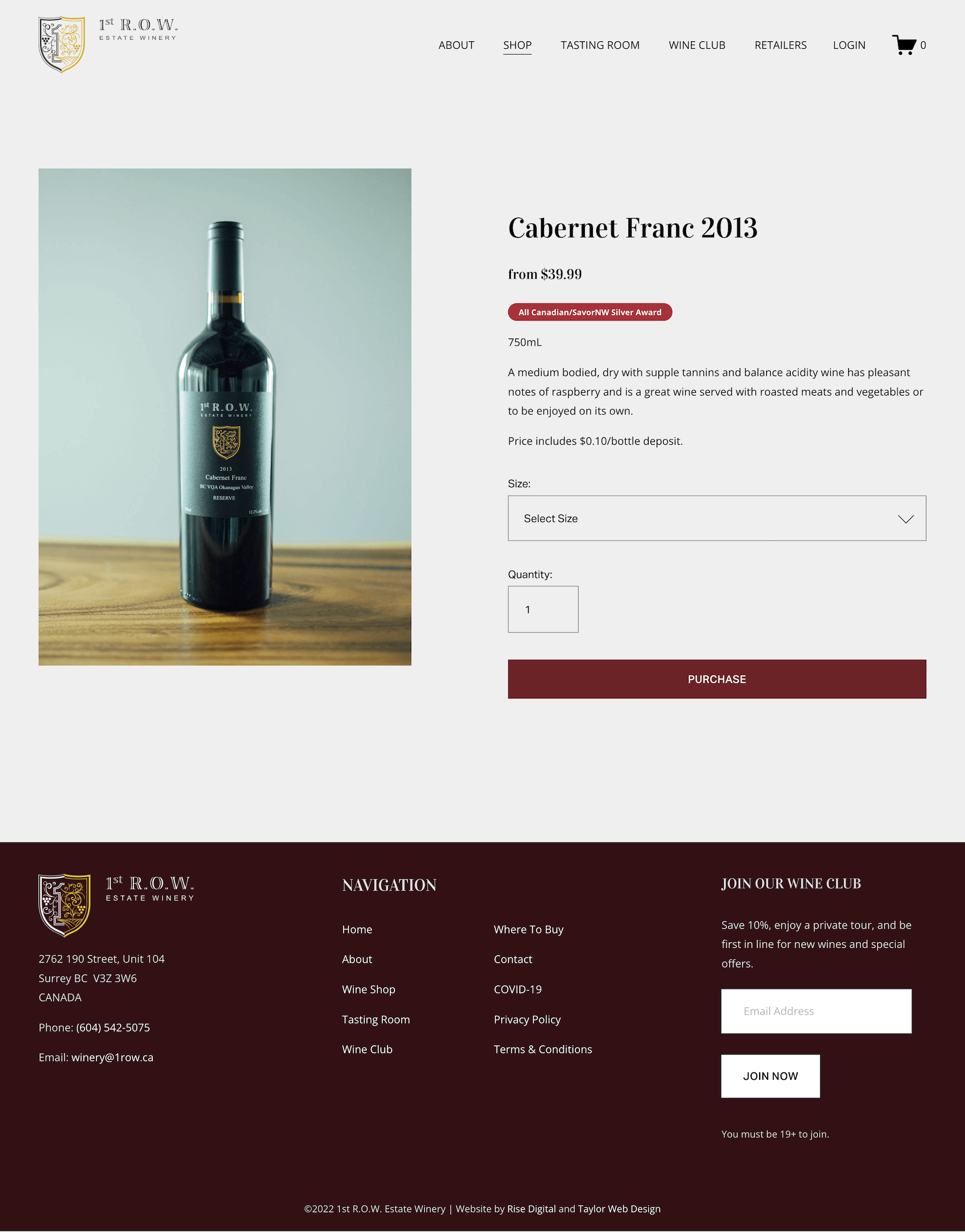 Squarespace  Design for Winery in Surrey