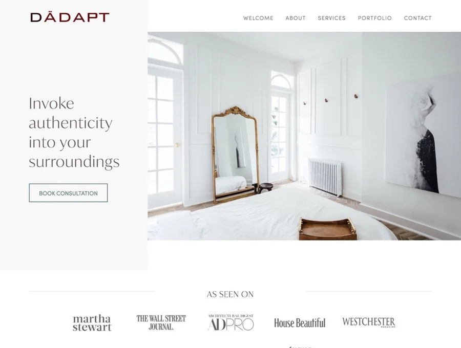 Squarespace web design for an Interior designer