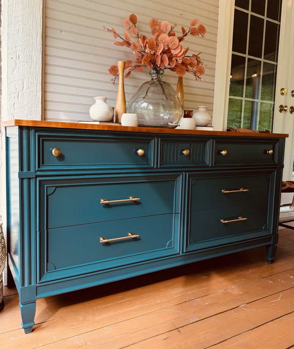 River Blue 7 Drawer Modern Dresser  Tipsy Table Designs