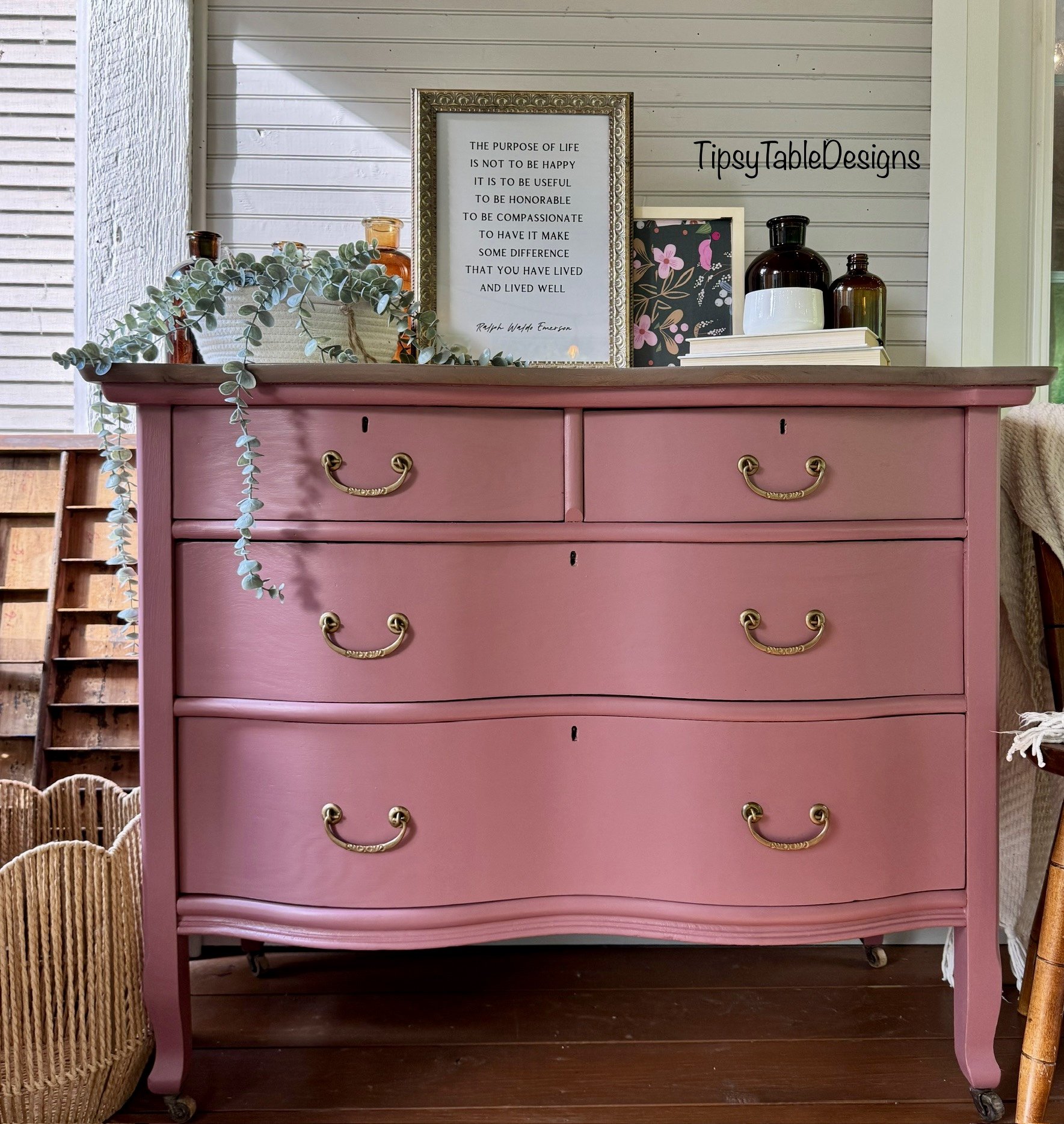 AVAILABLE: Somerville Red Antique Dresser