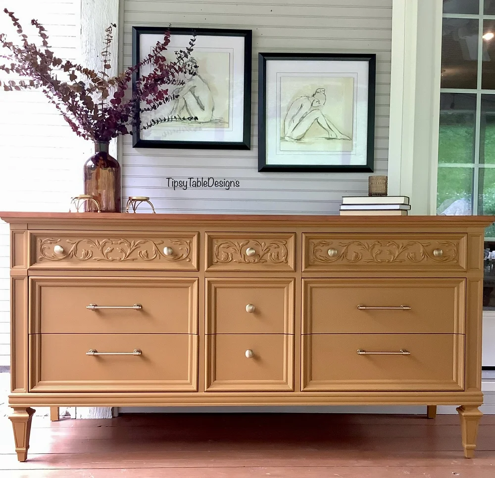 Tobacco Brown 9 Drawer Thomasville Dresser  Tipsy Table Designs