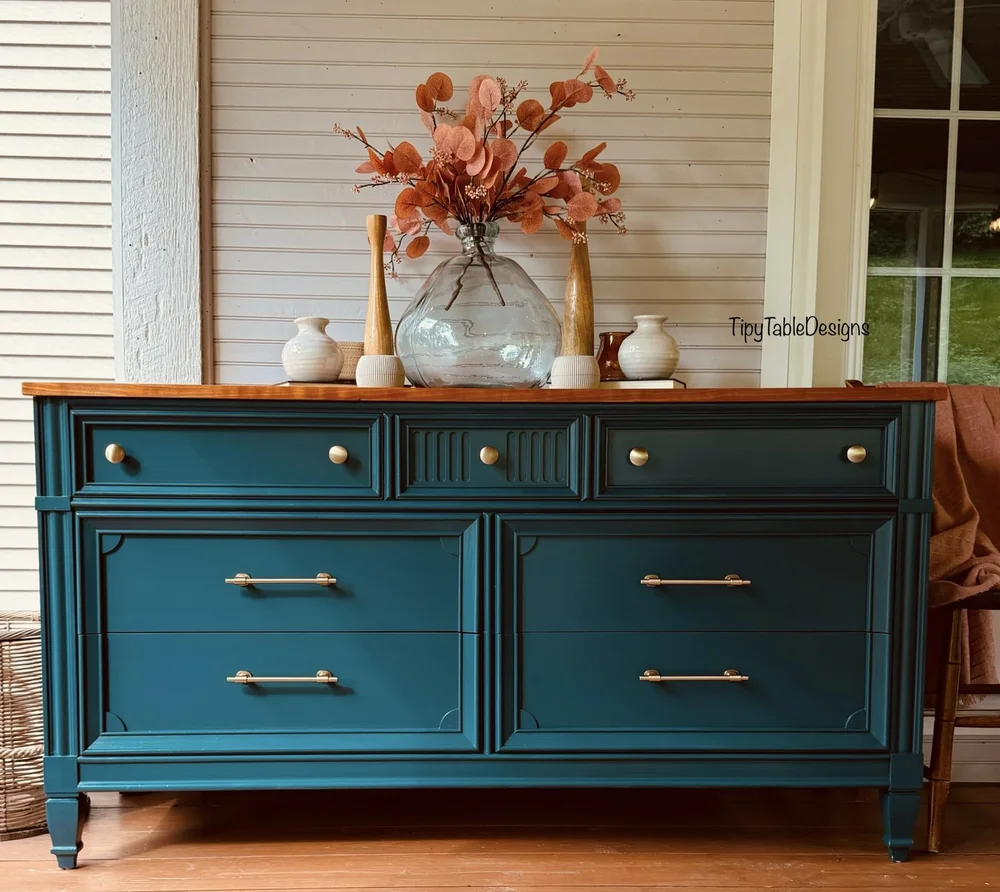 River Blue 7 Drawer Modern Dresser — Tipsy Table Designs