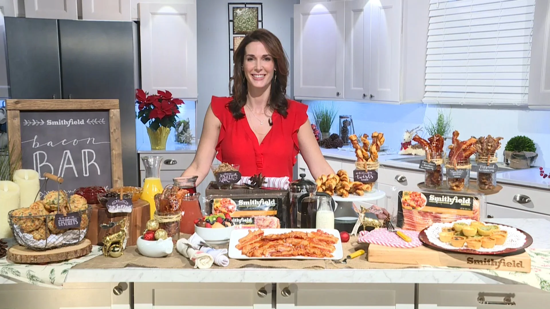 Woman in Red Dress in Kitchen Environment