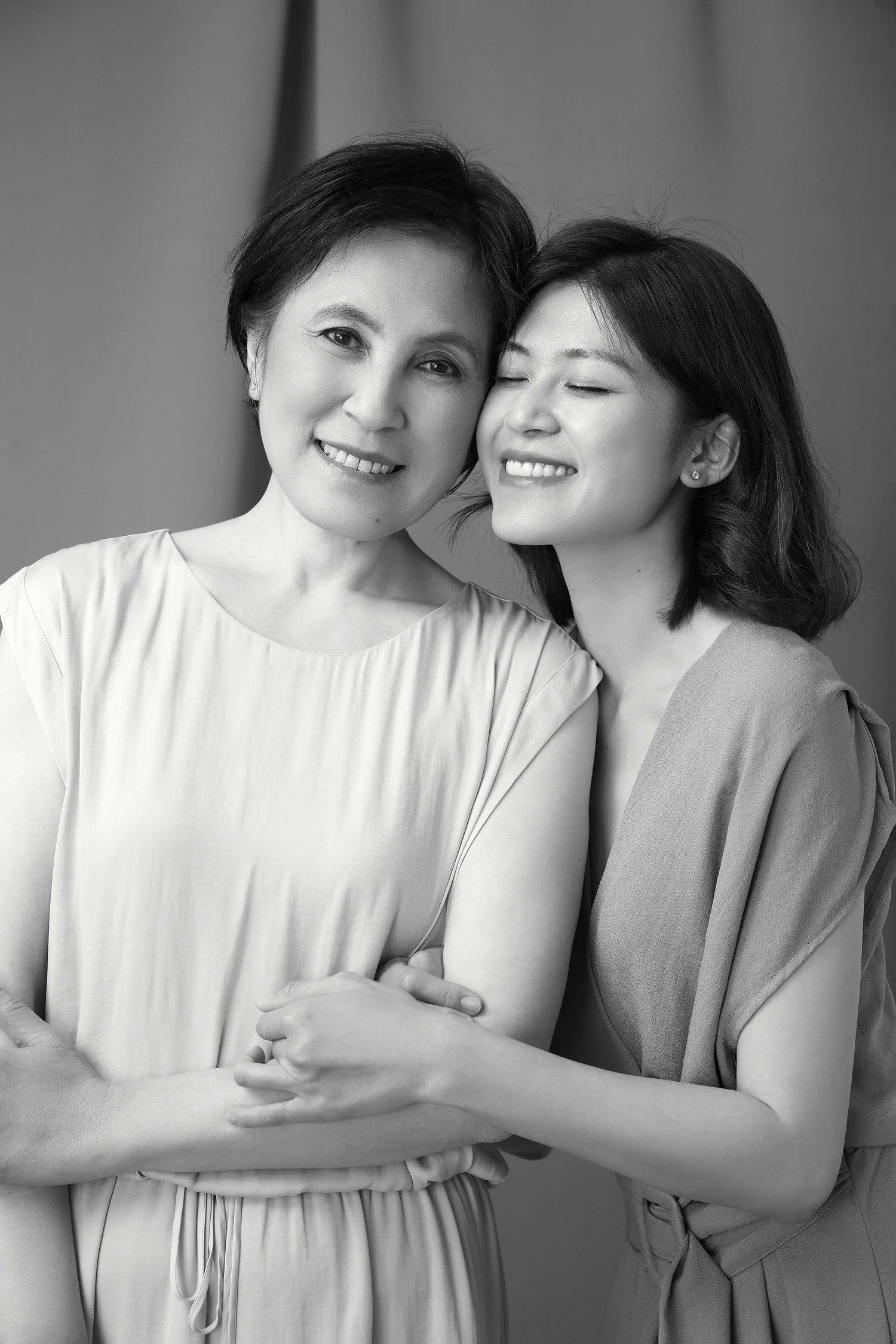 Black and white mother daughter portrait — Luminous Space editorial photography