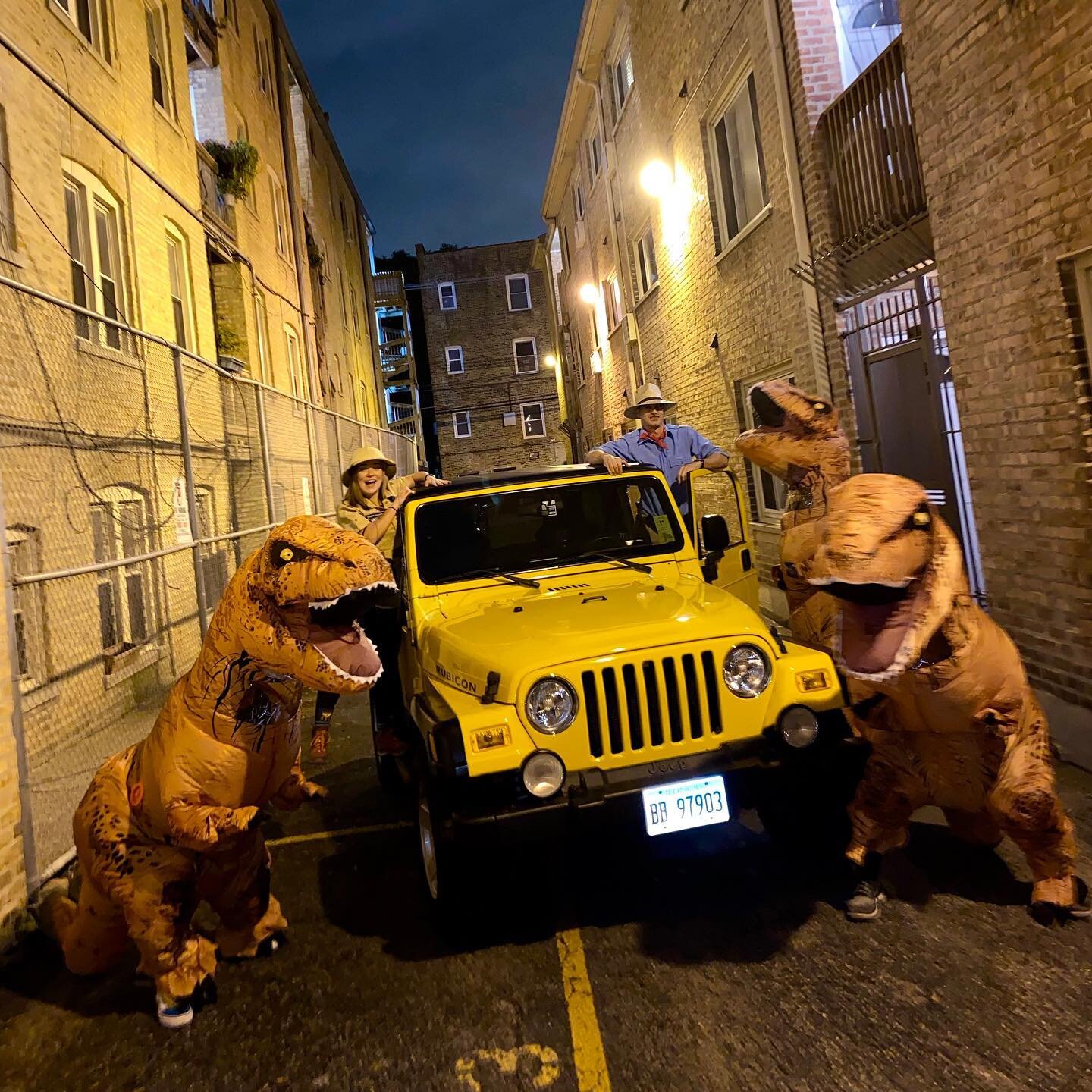 Happy Halloween! 🦖🦖🦖#halloween2021 #jurassicpark #inflatabletrex #halloween #trexcostume #spooktacular #halloweensquad #halloweencostumes