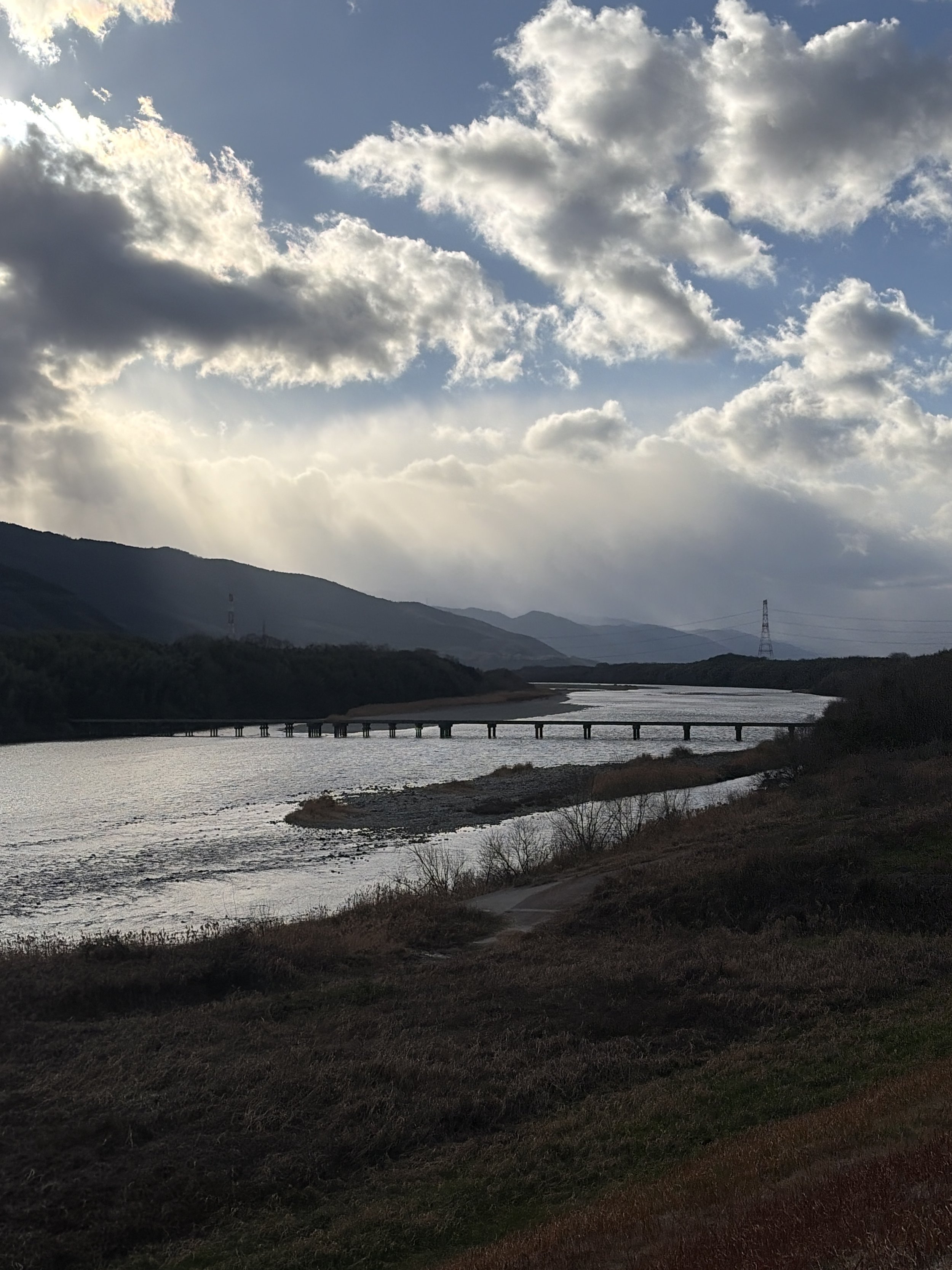 脇町潜水橋、夕焼け、徳島