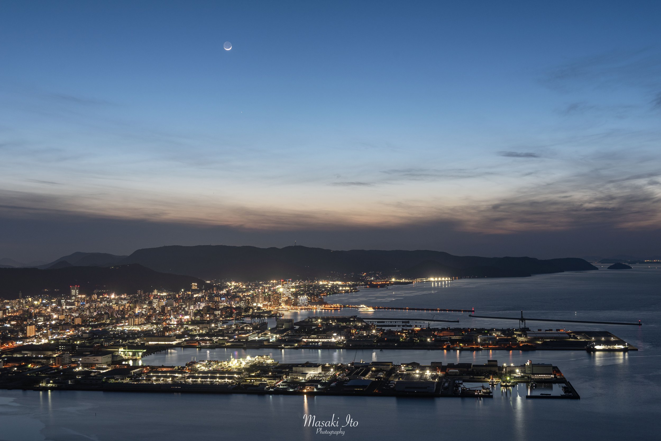 香川　香川県　獅子の霊巌展望台　夜景　夜景の写真　夕焼け　夕焼けの写真　写真