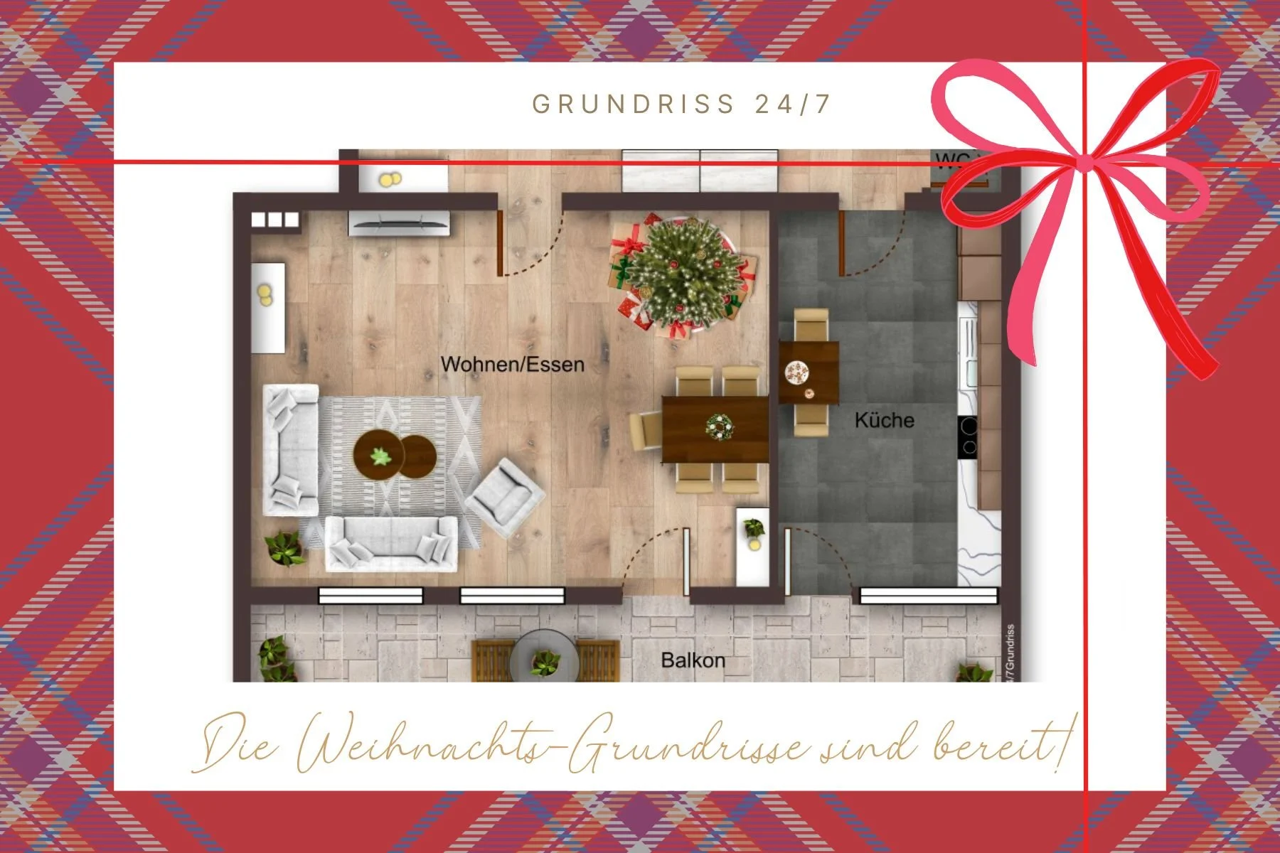Weihnachtsgrundrisse: Warum weihnachtlich dekorierte Grundrisse Ihr Immobilienmarketing im Winter stärken