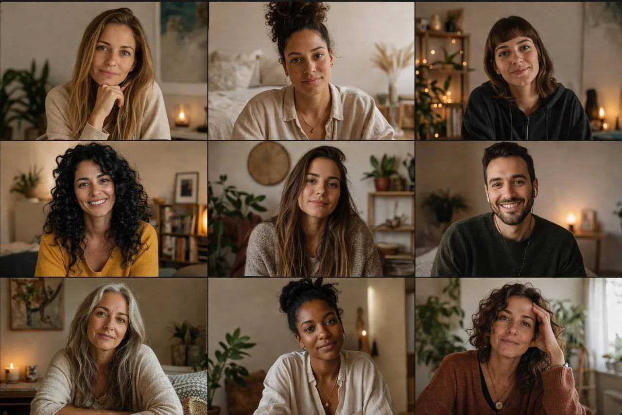 Theta Healing Basis Seminar Ausbildung mit 8 Teilnehmern in einem Zoom -Call