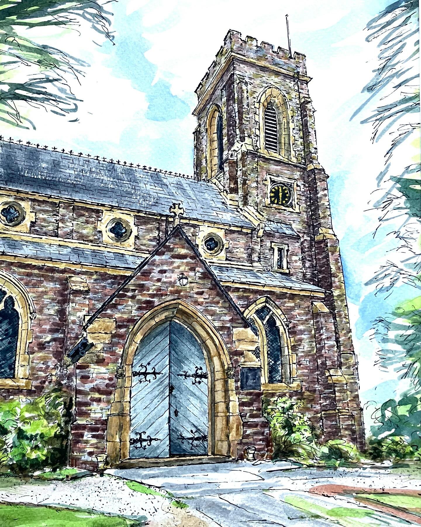 A new pen &amp; watercolour commission now heading to Australia 🇦🇺 The church is Cookley, Worcestershire and holds special memories for the family🎨