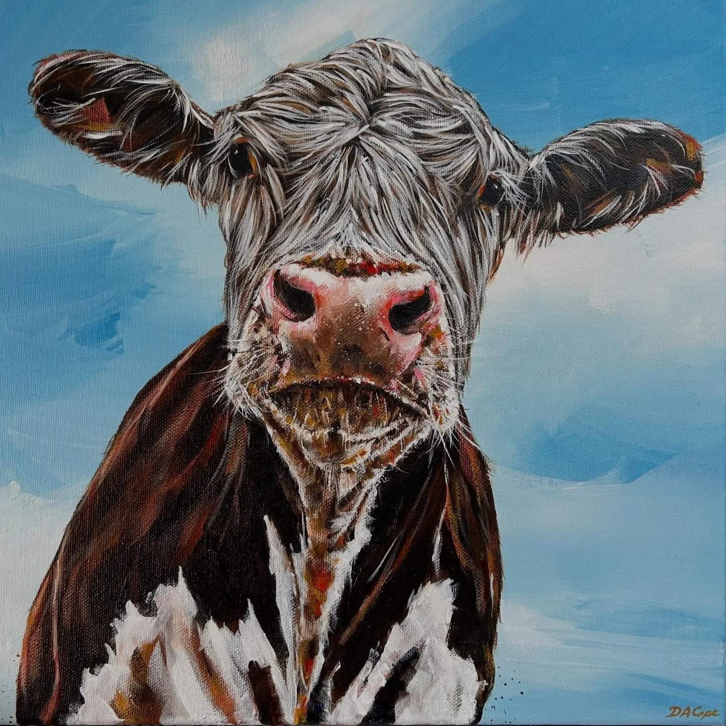 AVAILABLE 🟢 NEW - &lsquo;I&rsquo;m all ears&rsquo; 30cm x 30cm mini painting on deep edge canvas on the way to @take4_artists in Ledbury 🎨