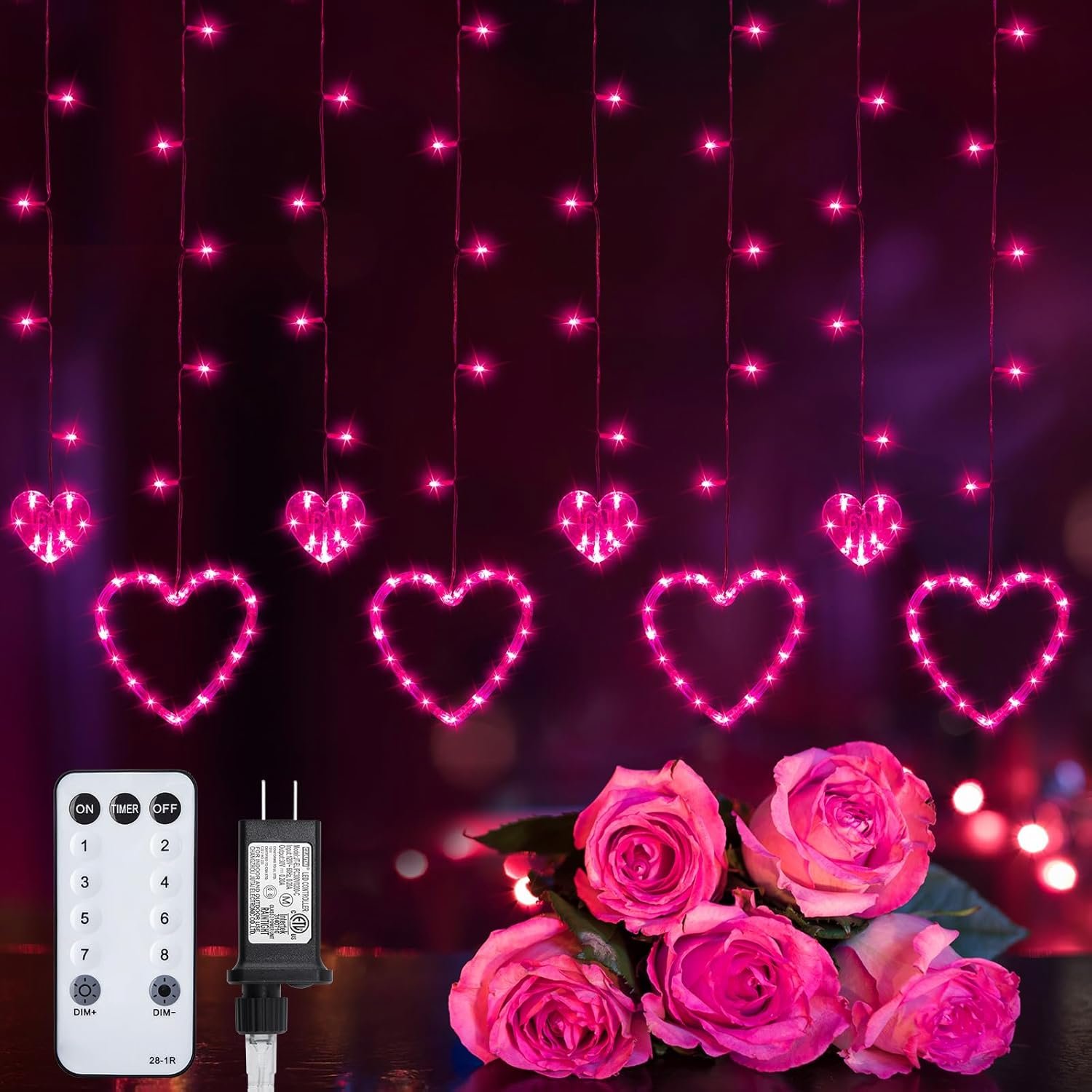 Heart Shaped LED Curtain Lights