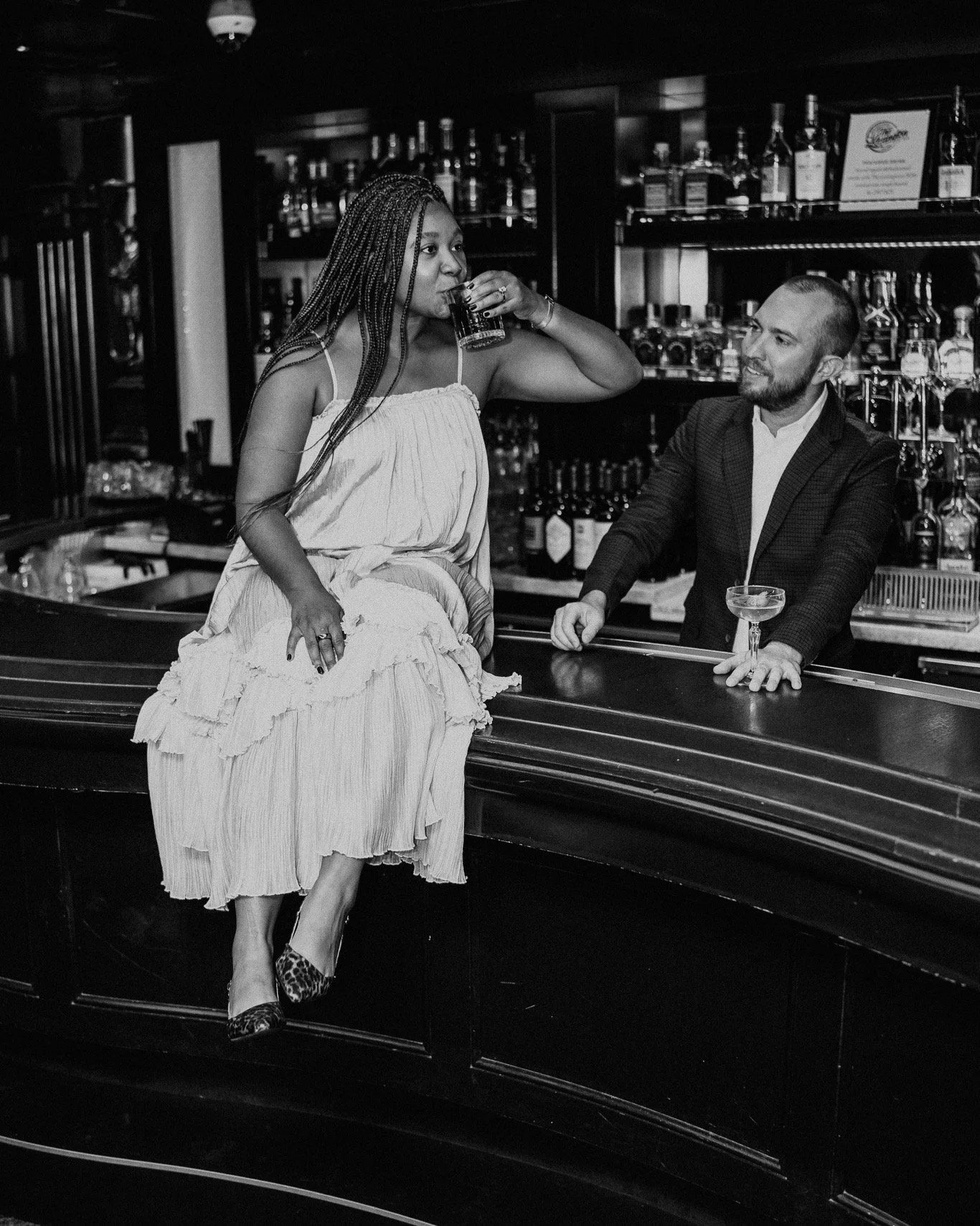 Charlie and Naomi engaged in black at white at the Lex! I'm excited to watch them walk down the aisle in July! Photographed with @_adrianaphoto