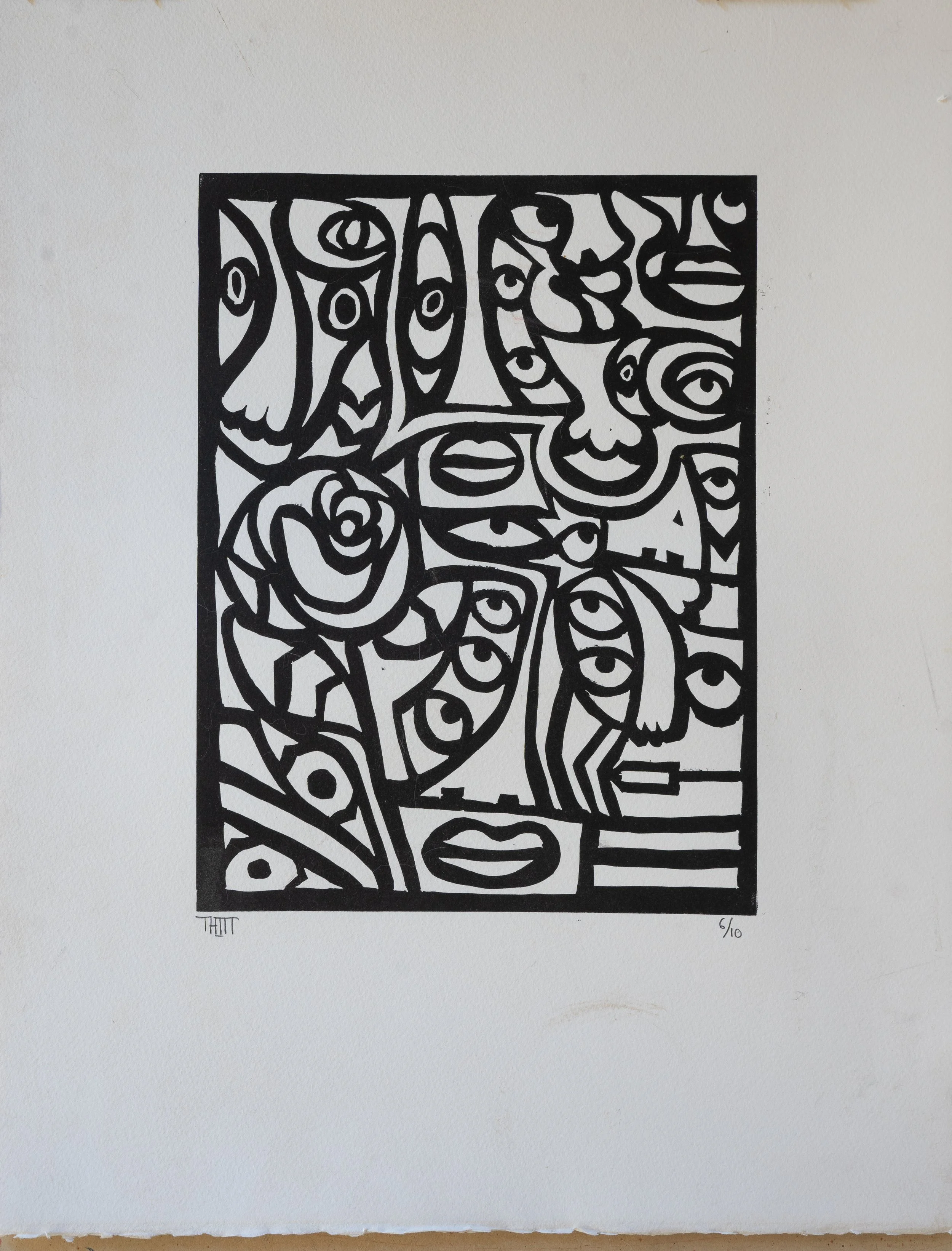 Abstract Linoleum Block Print