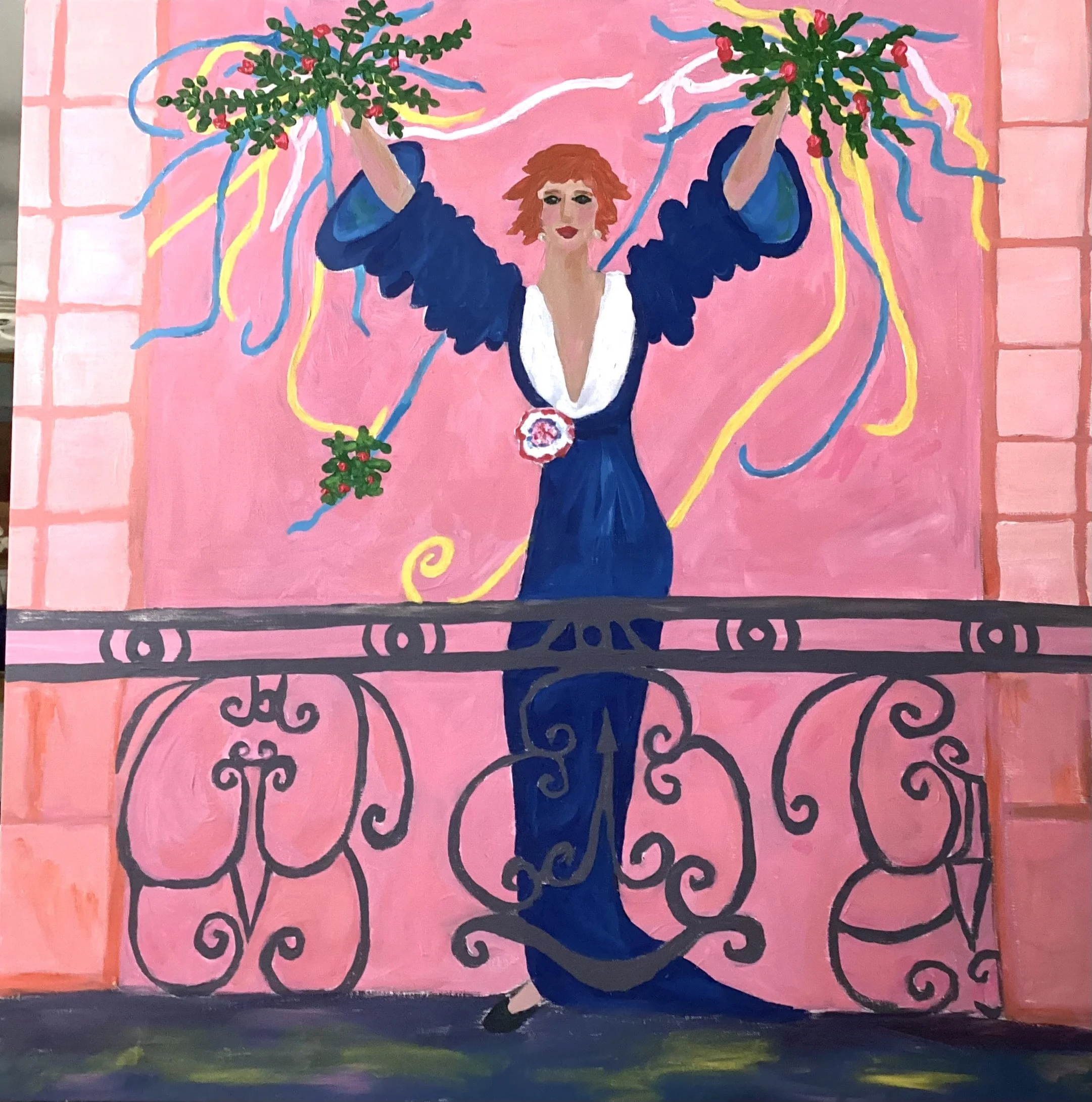 "Paris Welcome",     Acrylic on stretched Linen
30" x  30".         $1800.00