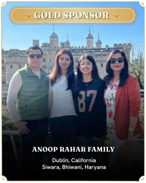 Gold Sponsor - Anoop Rahar & Family