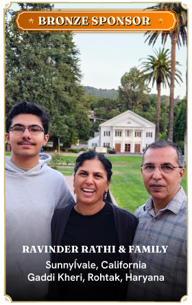 Bronze Sponsor - Ravinder Rathi & Family