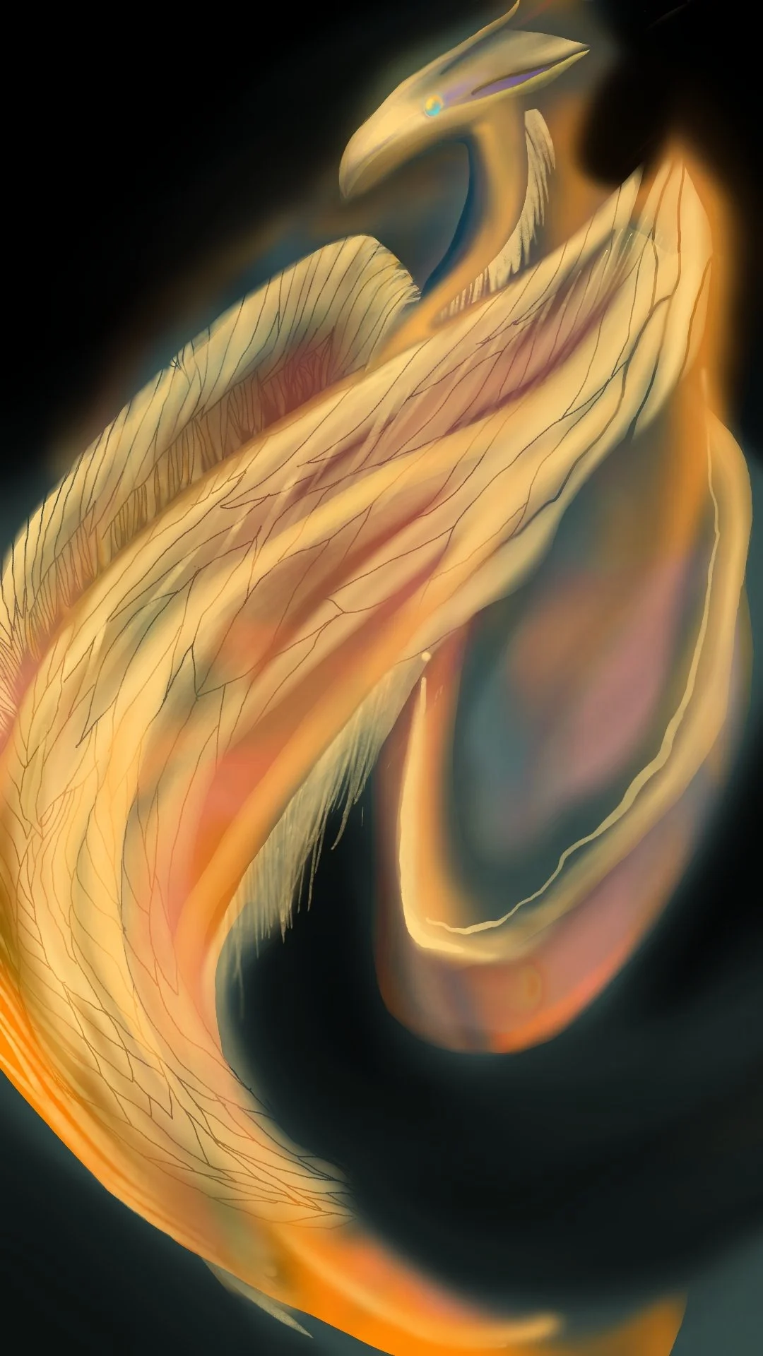 A Bird Constructed By Flame