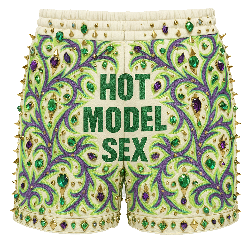 LEATHER JEWELED PRO SHORTS — HOT MODEL SEX