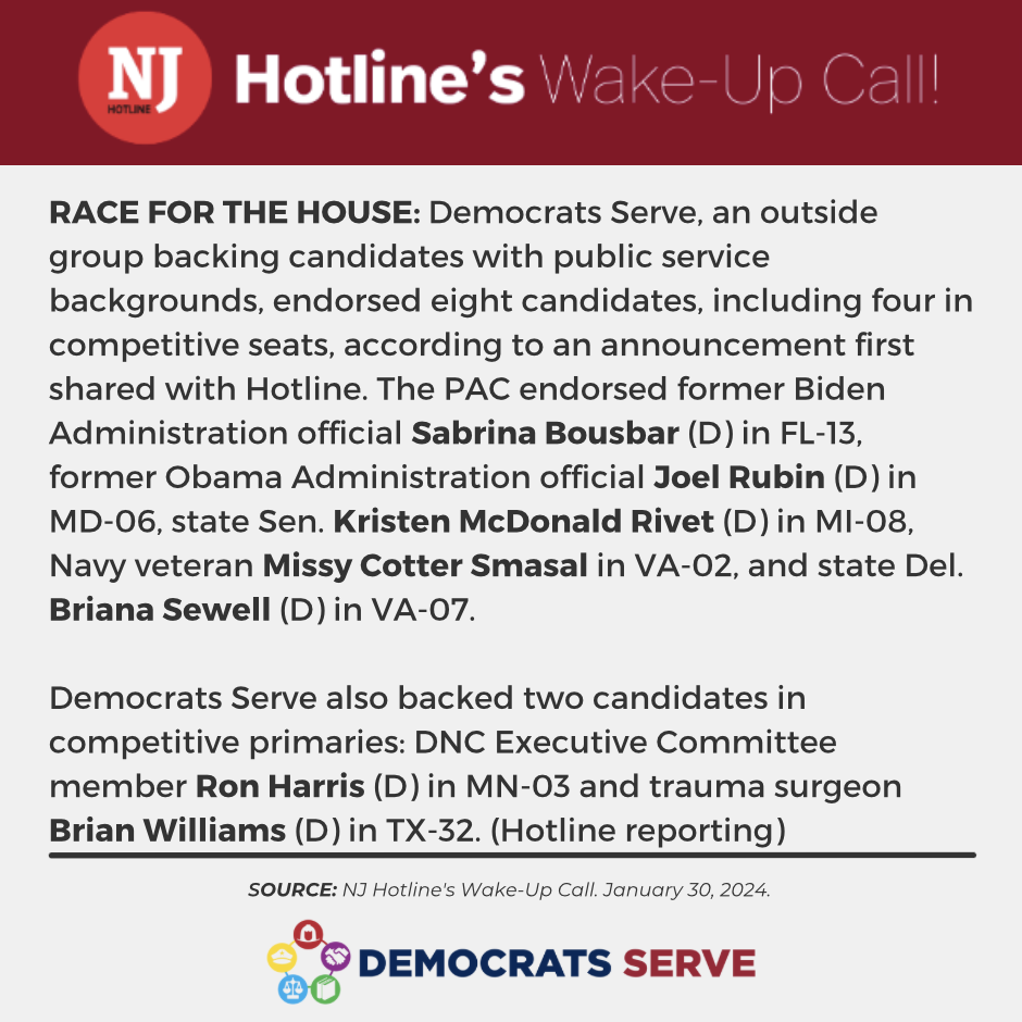 RELEASE Democrats Serve PAC endorses eight new candidates in