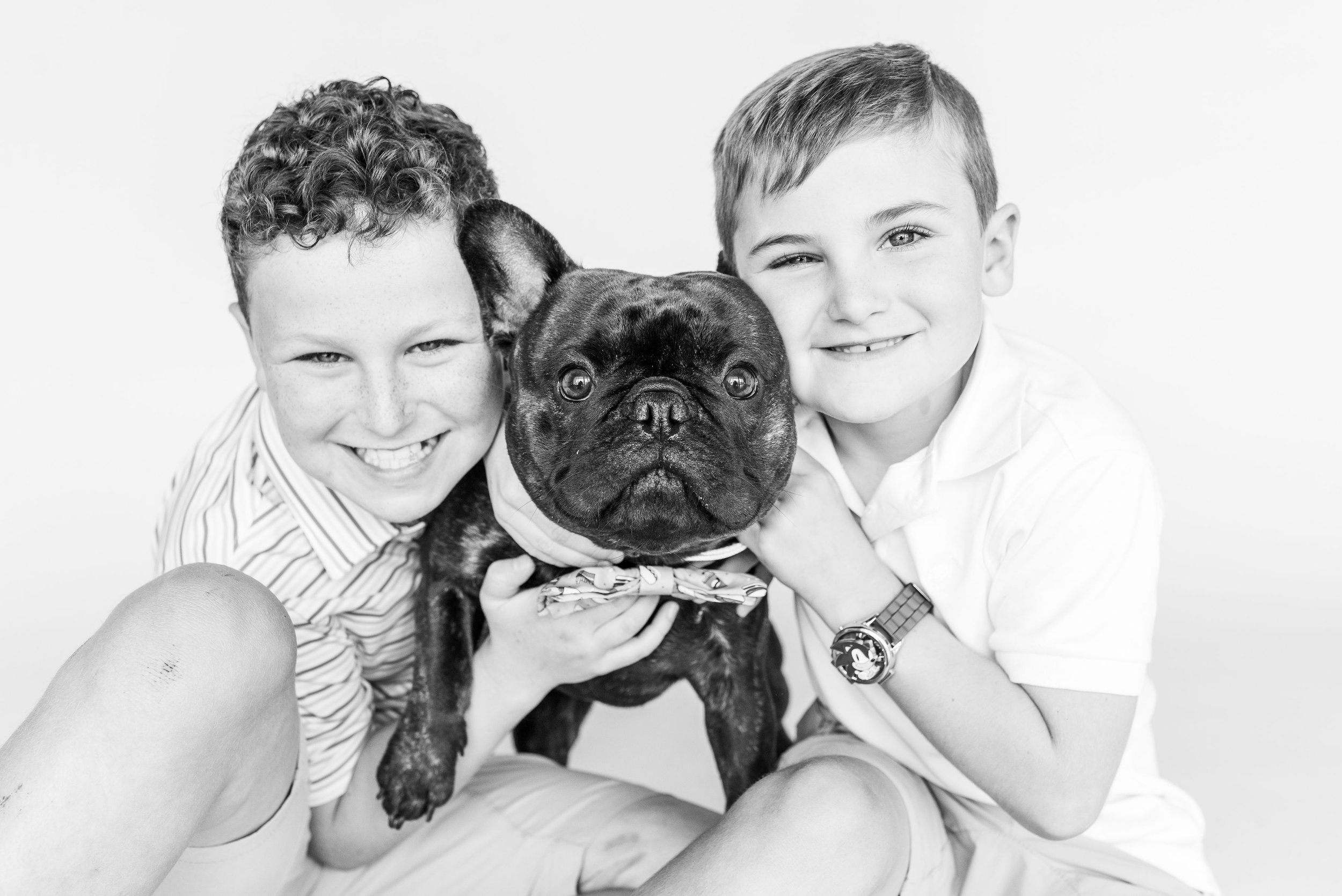Classic black and white photography portrait studio of siblings in Tulsa, OK. 