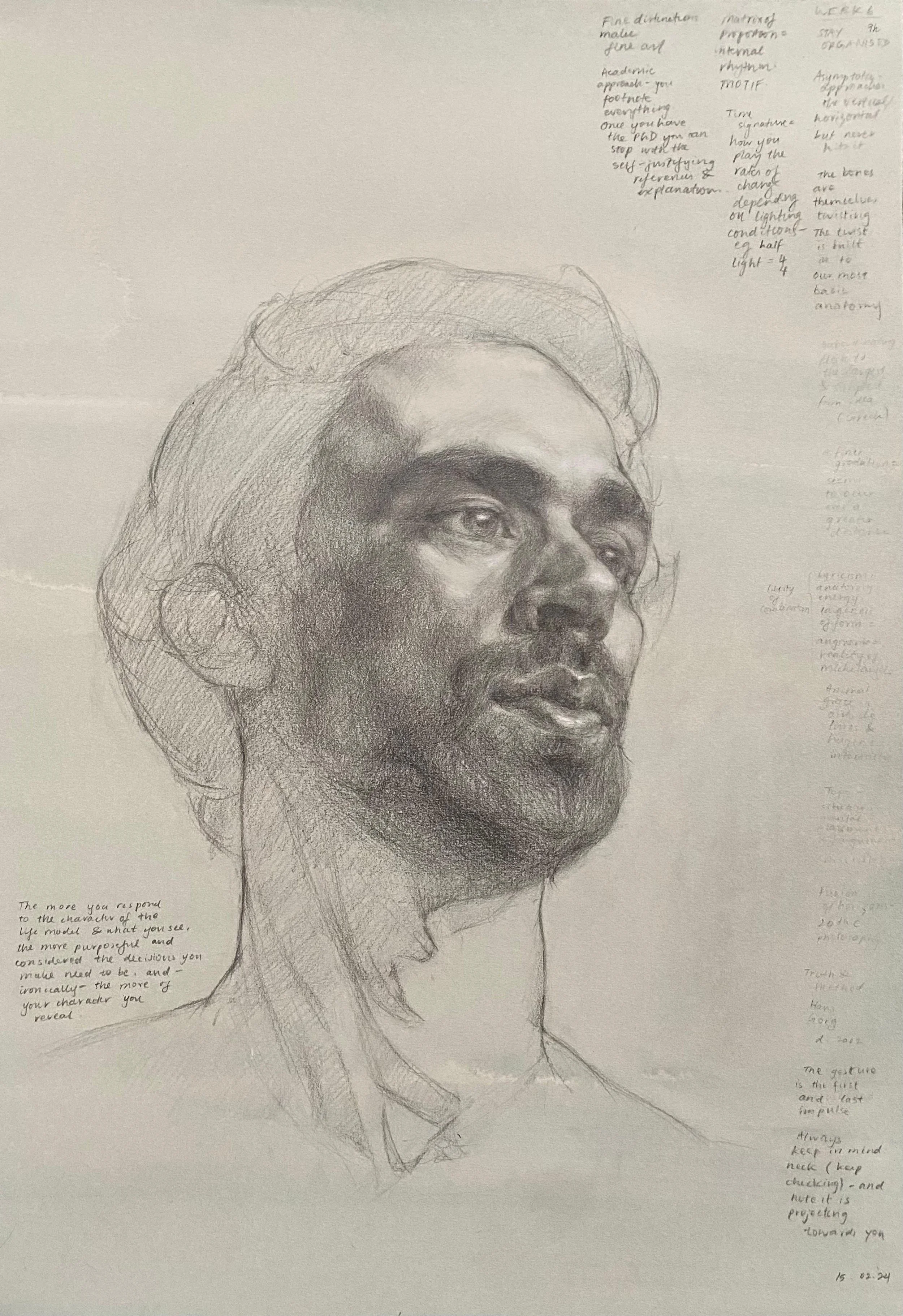 Study of Angelo | Graphite on prepared paper | 2024