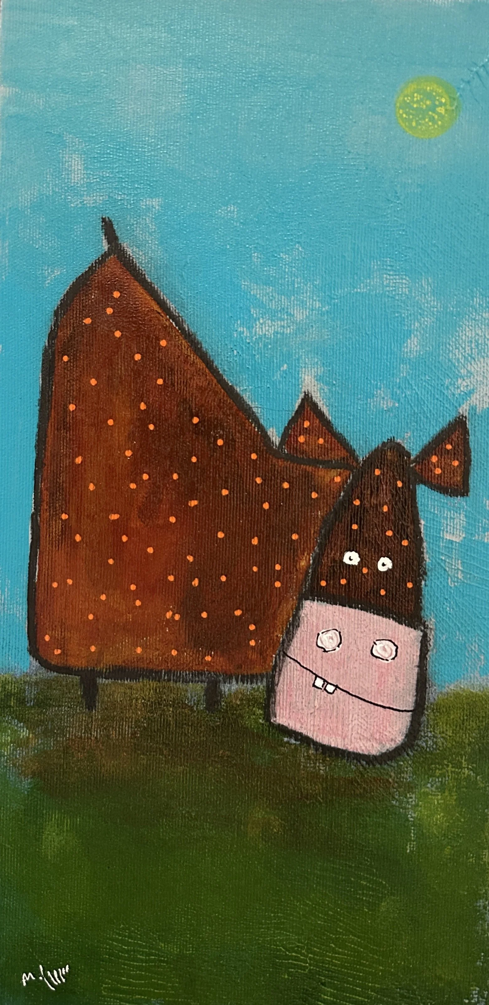 Ko-på-låda II. 40x20 cm. Akryl på duk, limmad på 6 cm djup trälåda. Pris: 1300 SEK.