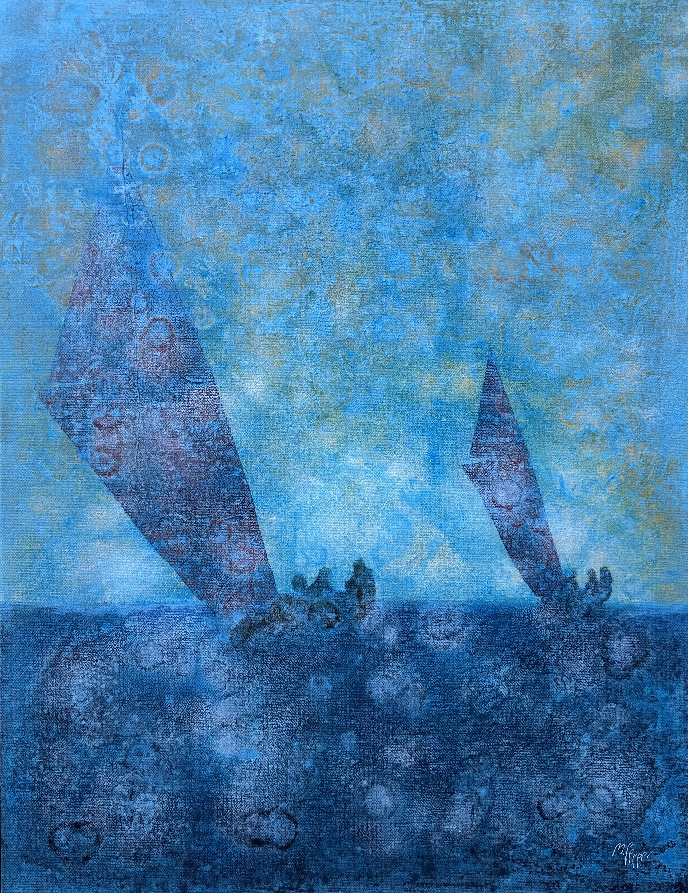 Till sjöss, droppar. 73x57 cm. Akryl på duk. Pris: 3900 SEK 