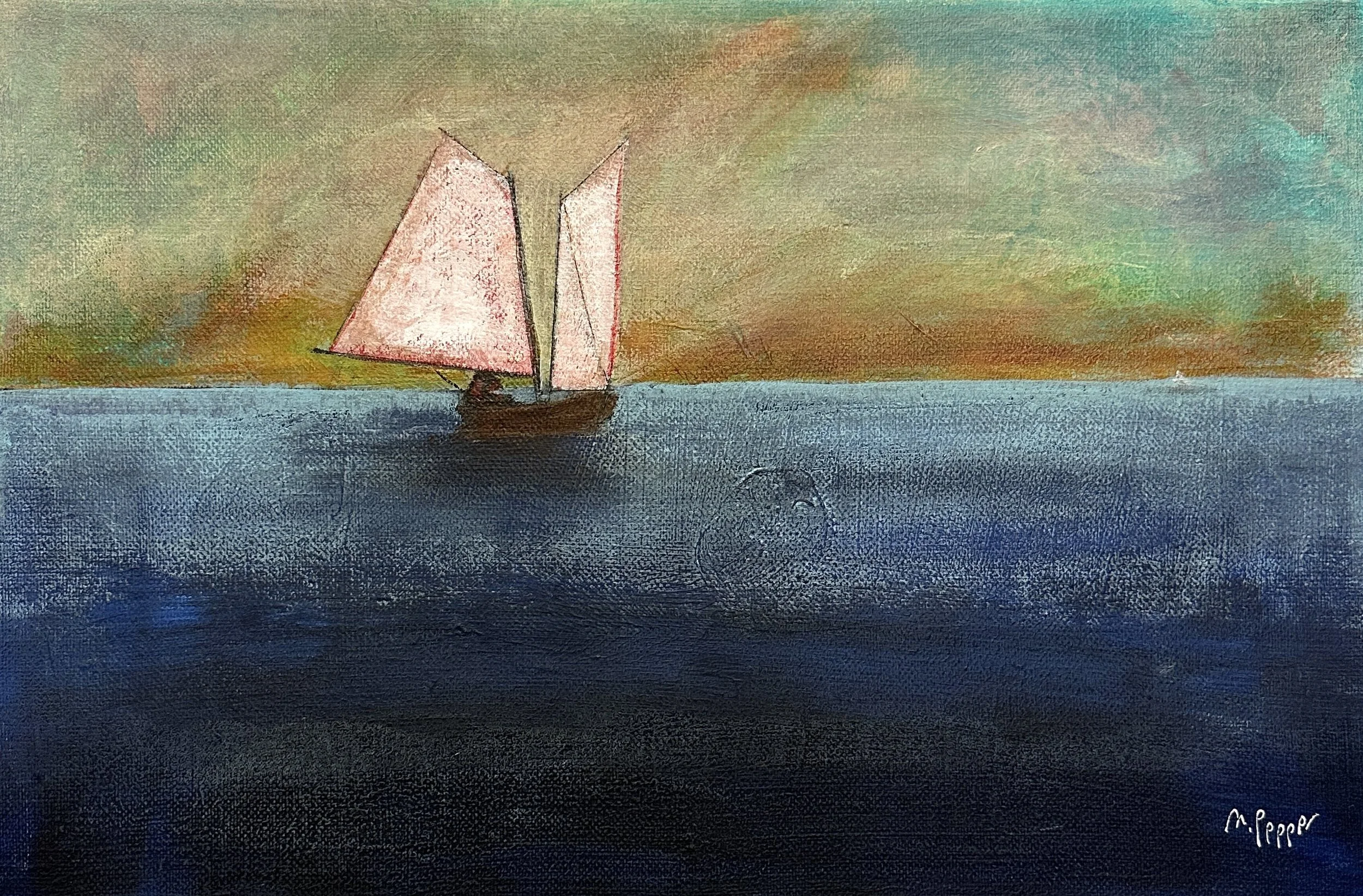 Dubbelsegel. 32x46 cm. Akryl på duk. Pris: 2200 SEK.