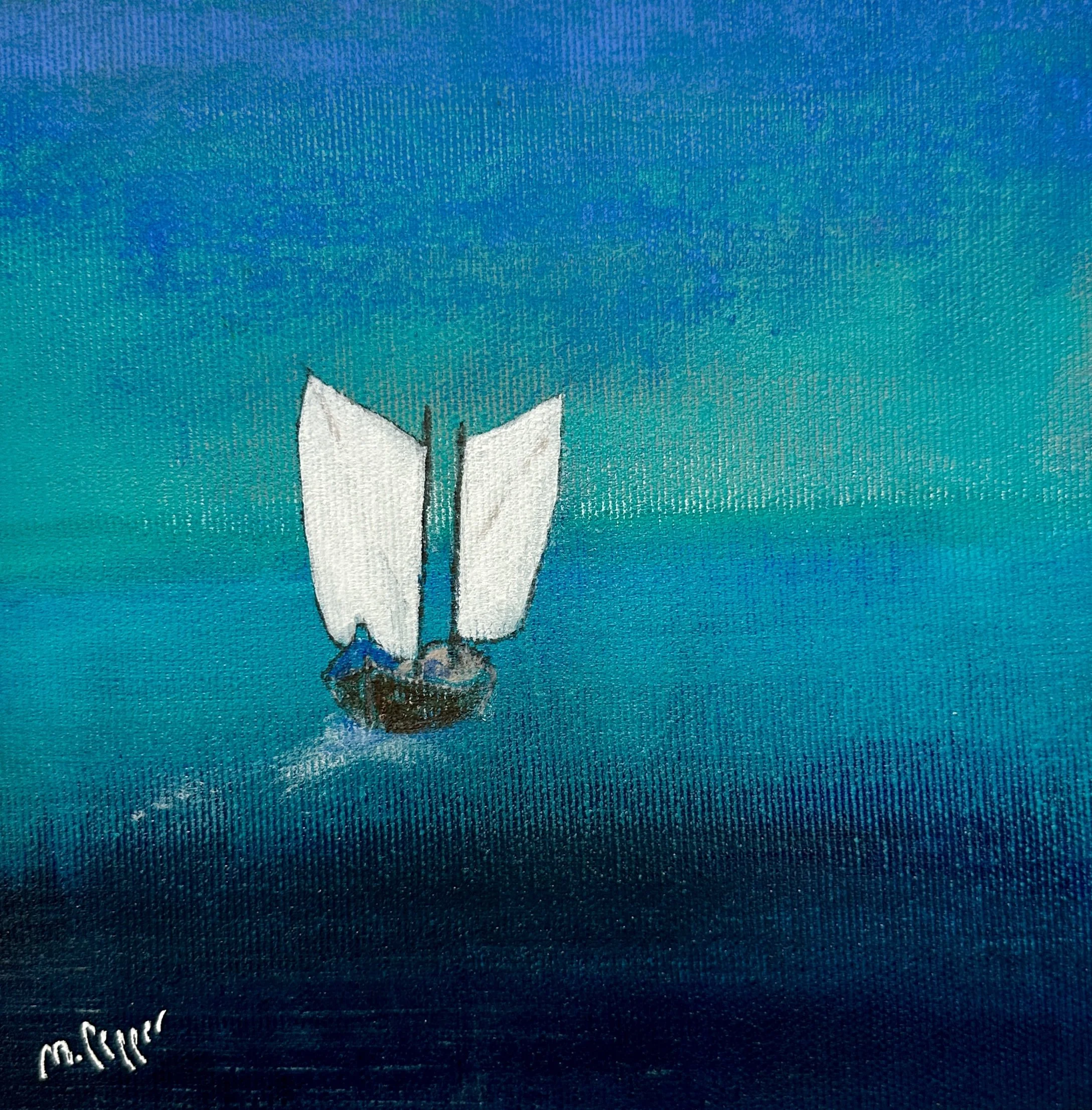 Länsa på. 20x20 cm. Akryl på duk, limmad på trälåda. Pris: 750 SEK.
