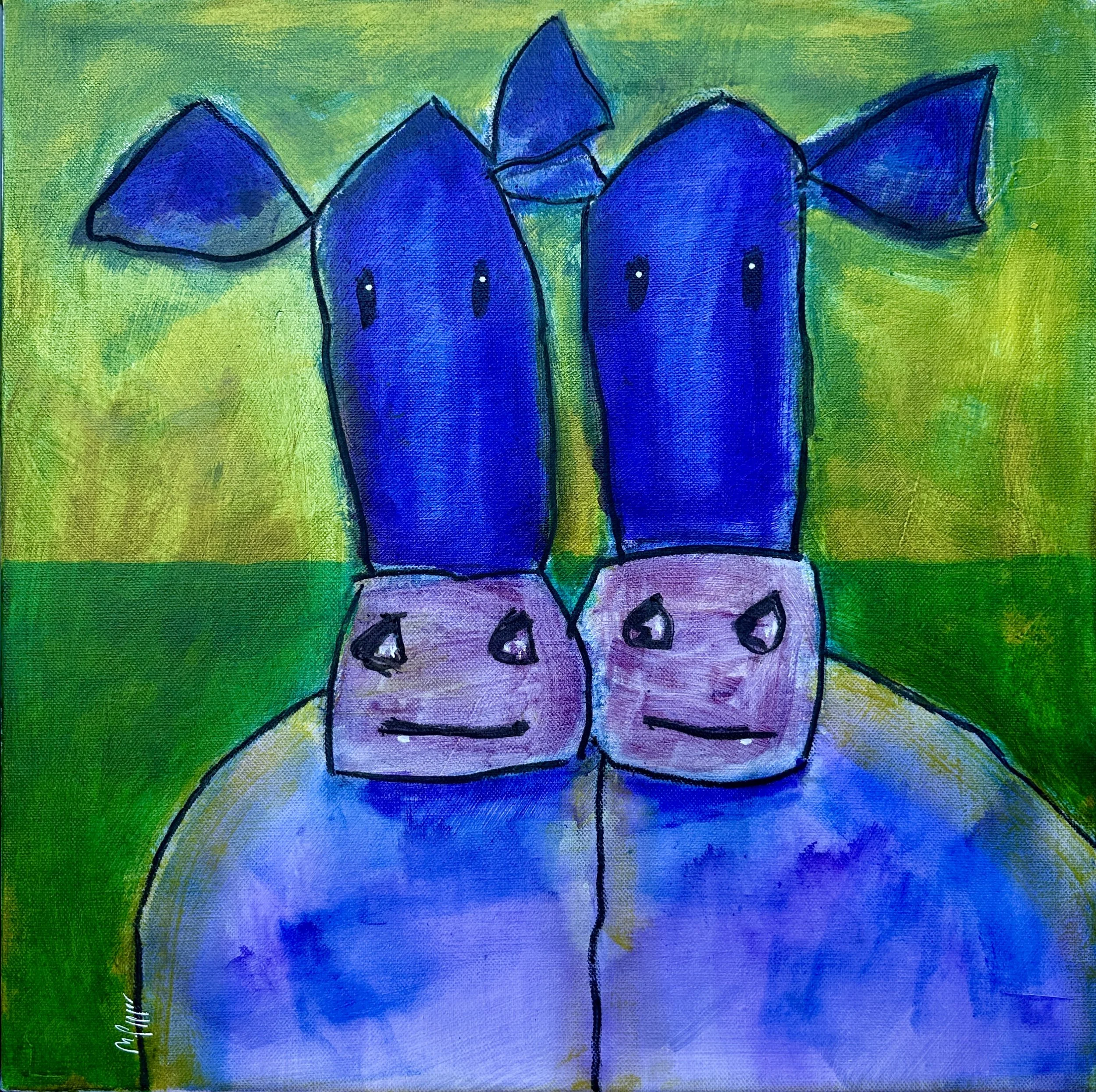 Tvilling-korna.  57x57 cm. Akryl på duk. Pris: 2800 SEK.