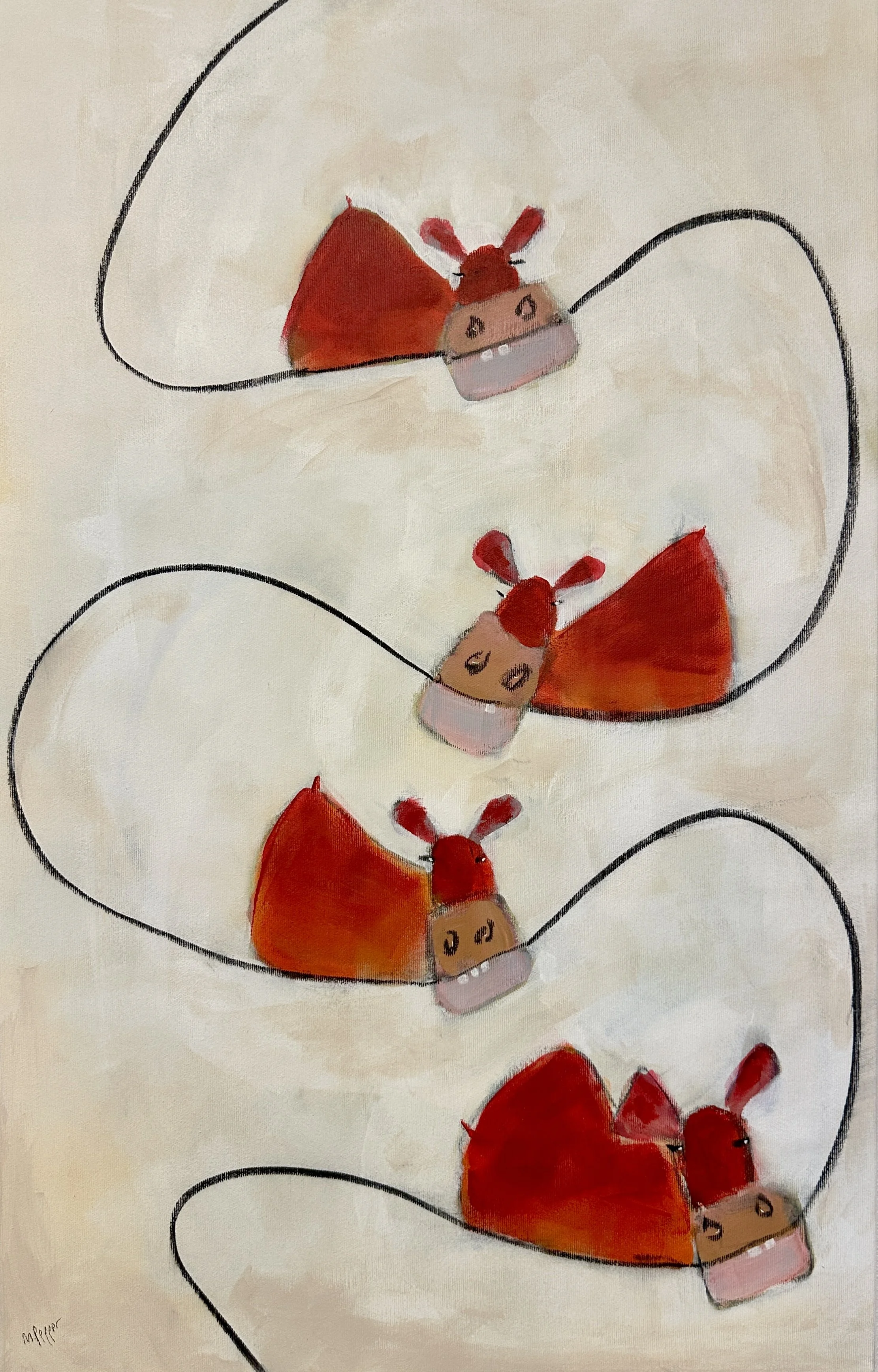 Kor på tråden. 83x52 cm. Akryl på duk. Pris: 3500 SEK.