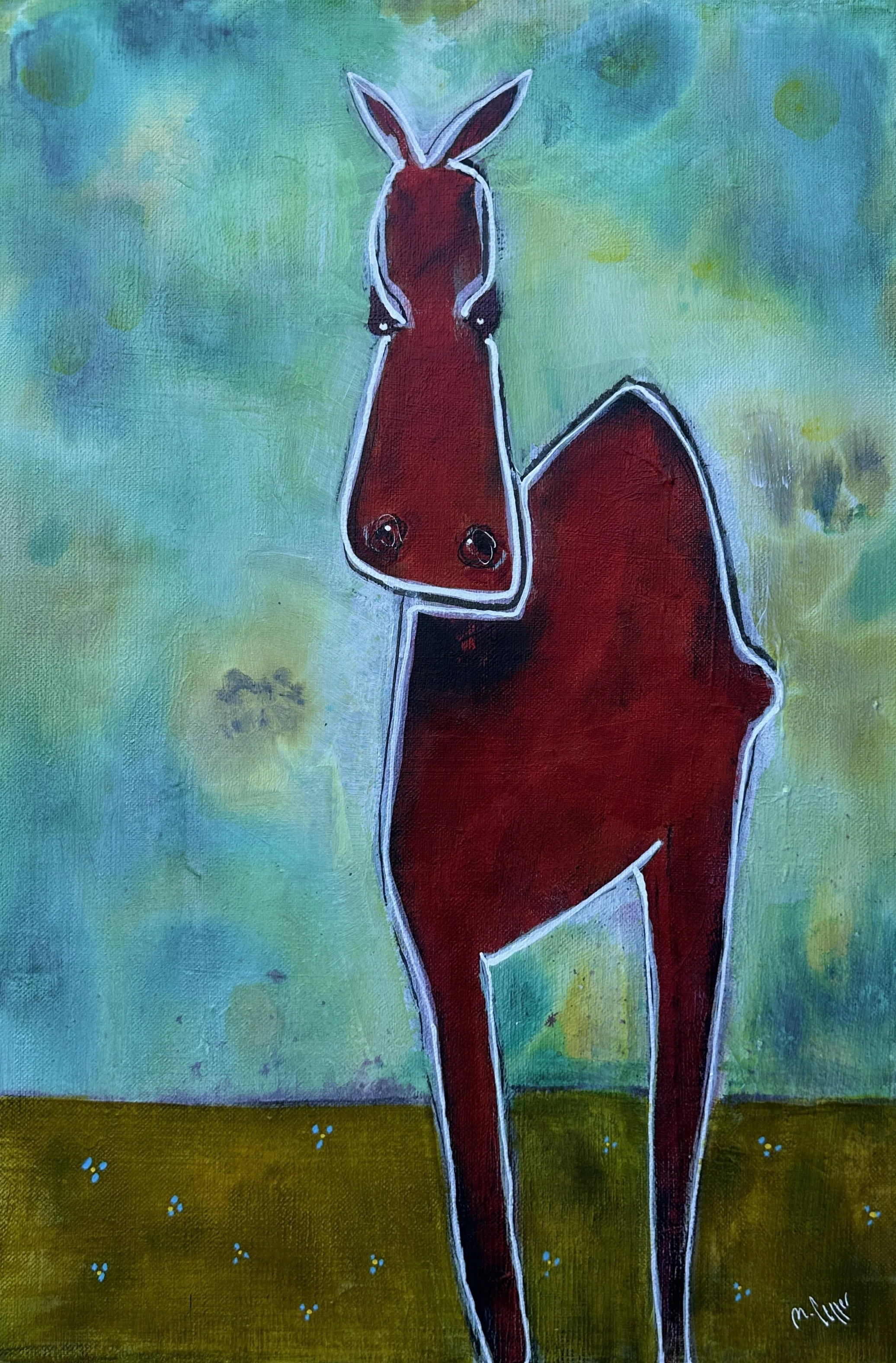Bister älg. 62x43 cm. Akryl på duk. Pris: 2400 SEK.