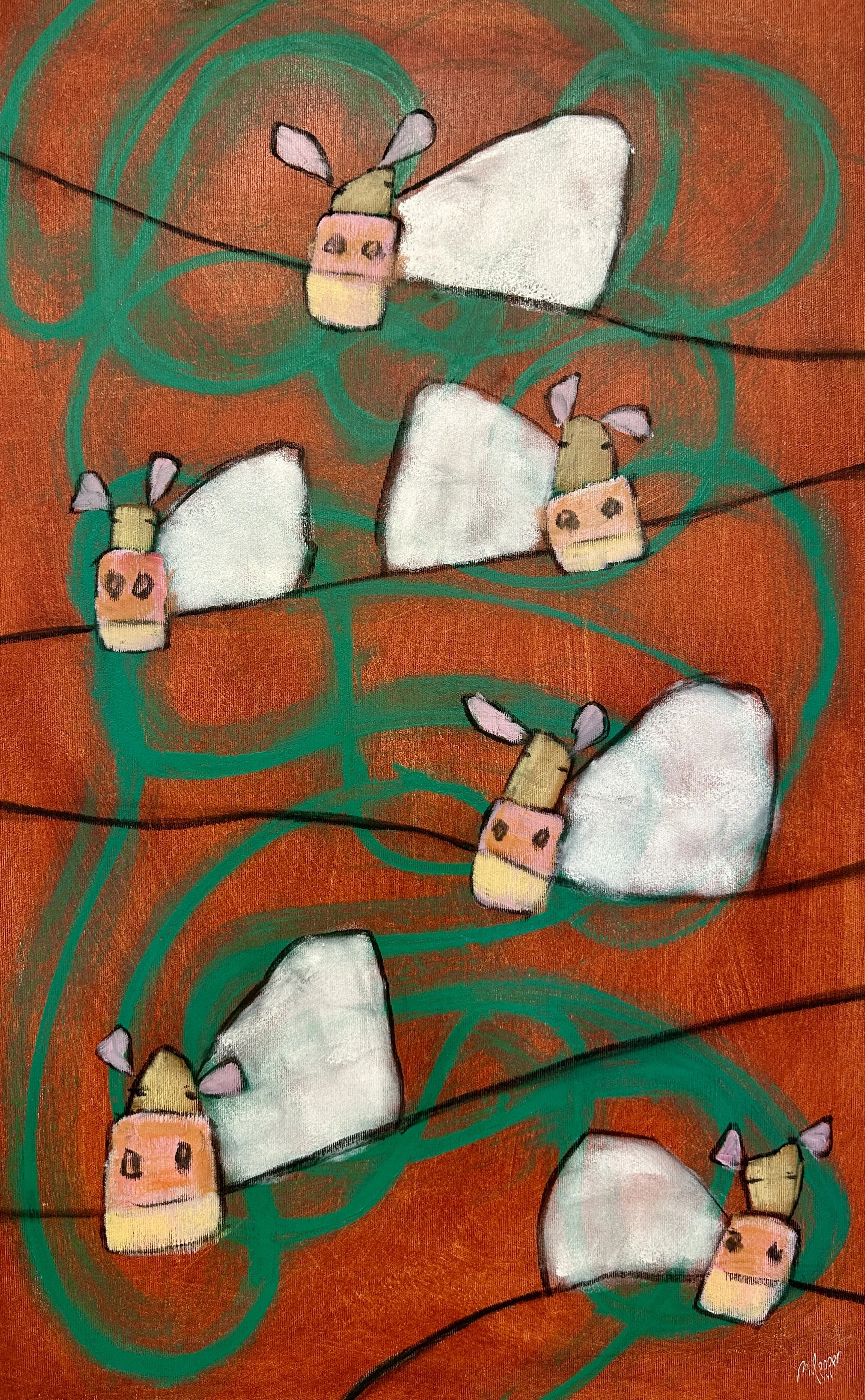 Kor i nivåer. 83x52 cm. Akryl på duk. Pris: 3200 SEK.