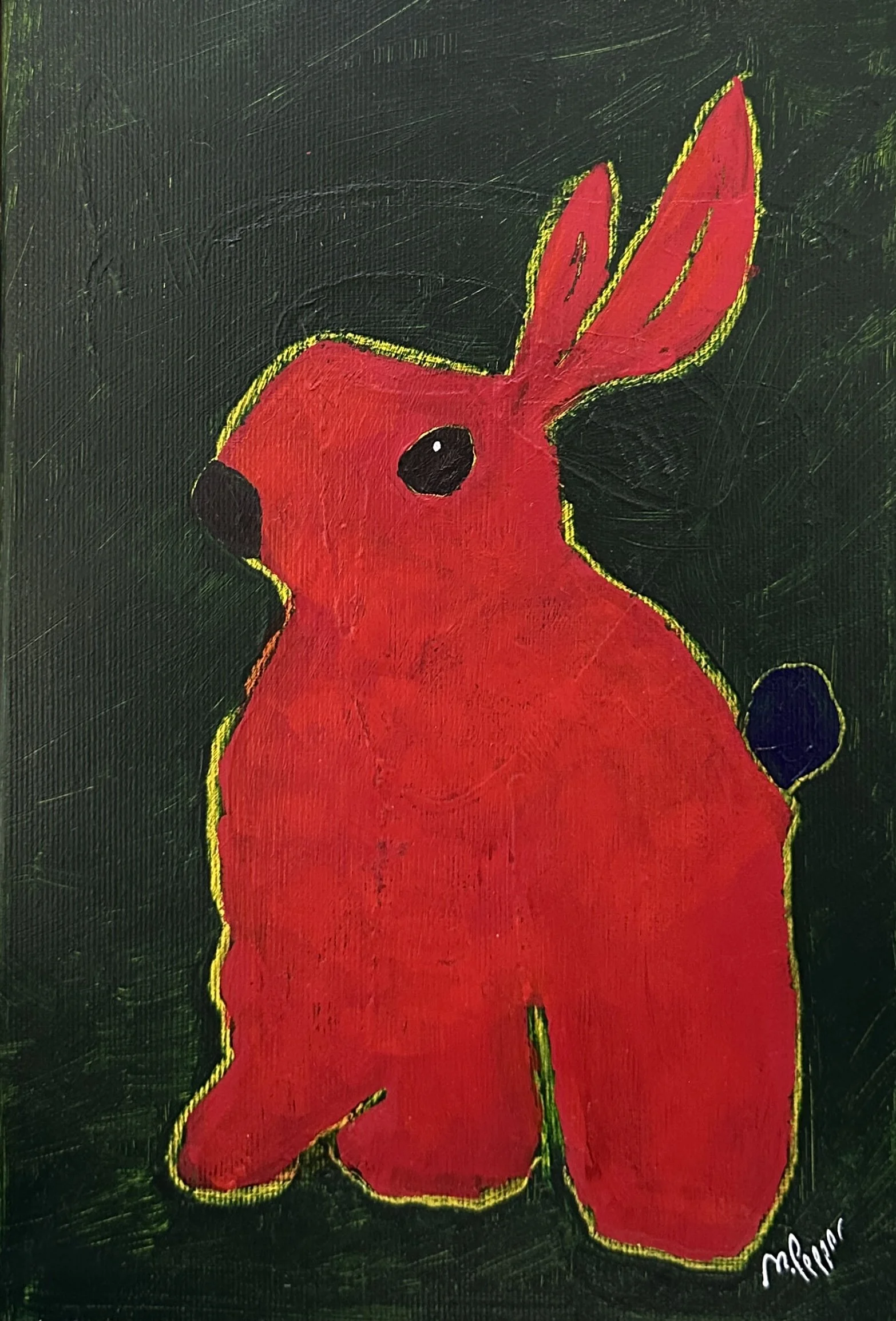 Hare Rama I. Akryl på duk. 30x20 cm. Pris: 950 SEK.