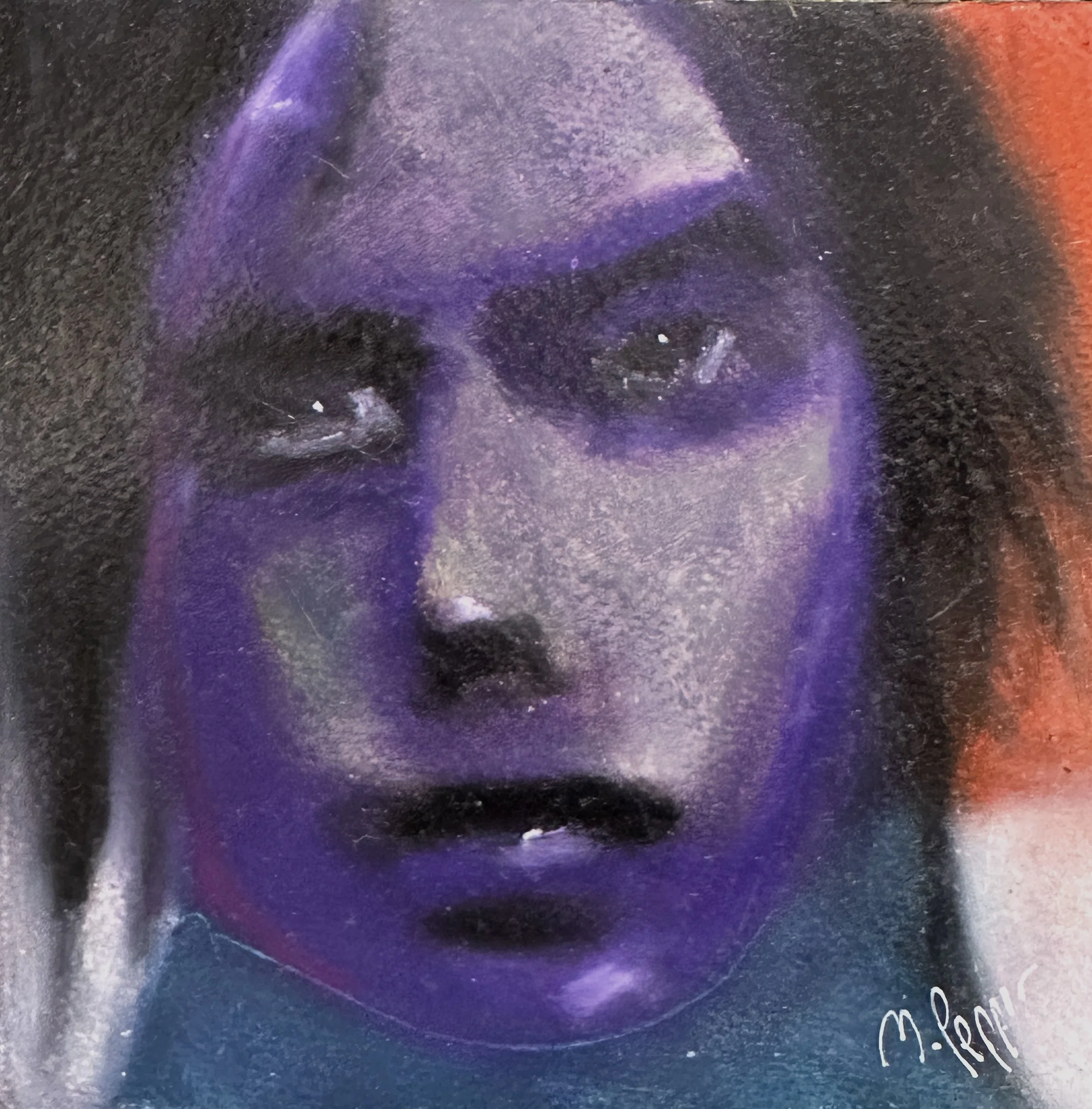 Mr Cool. 15x15 cm. Olepastell på papper, limmad på trälåda. Pris: 750 SEK.