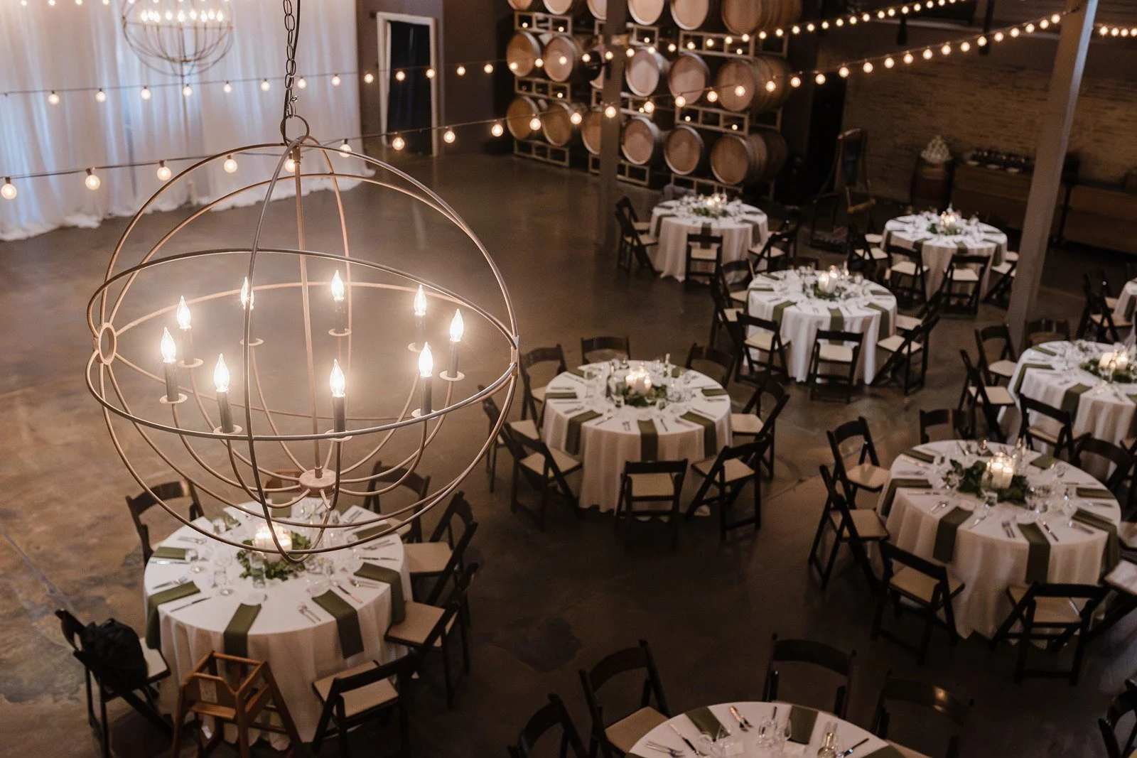 Wedding reception set up at Domenico Winery San Carlos.