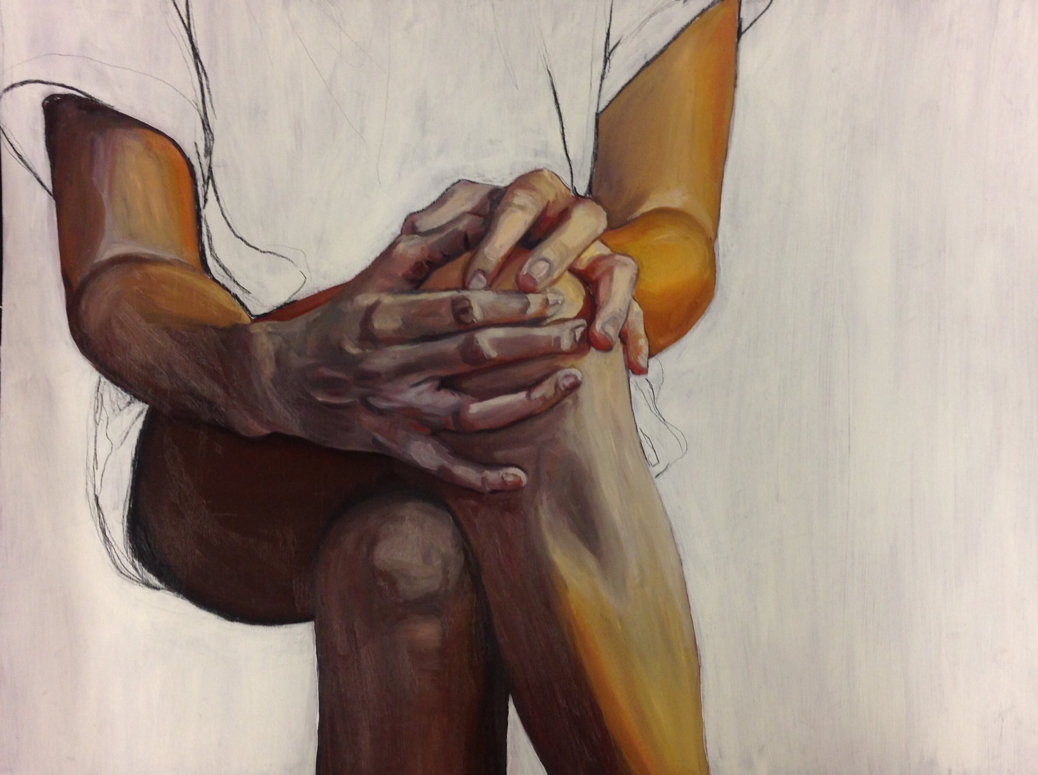 Hands series, oil on matboard, 2016.