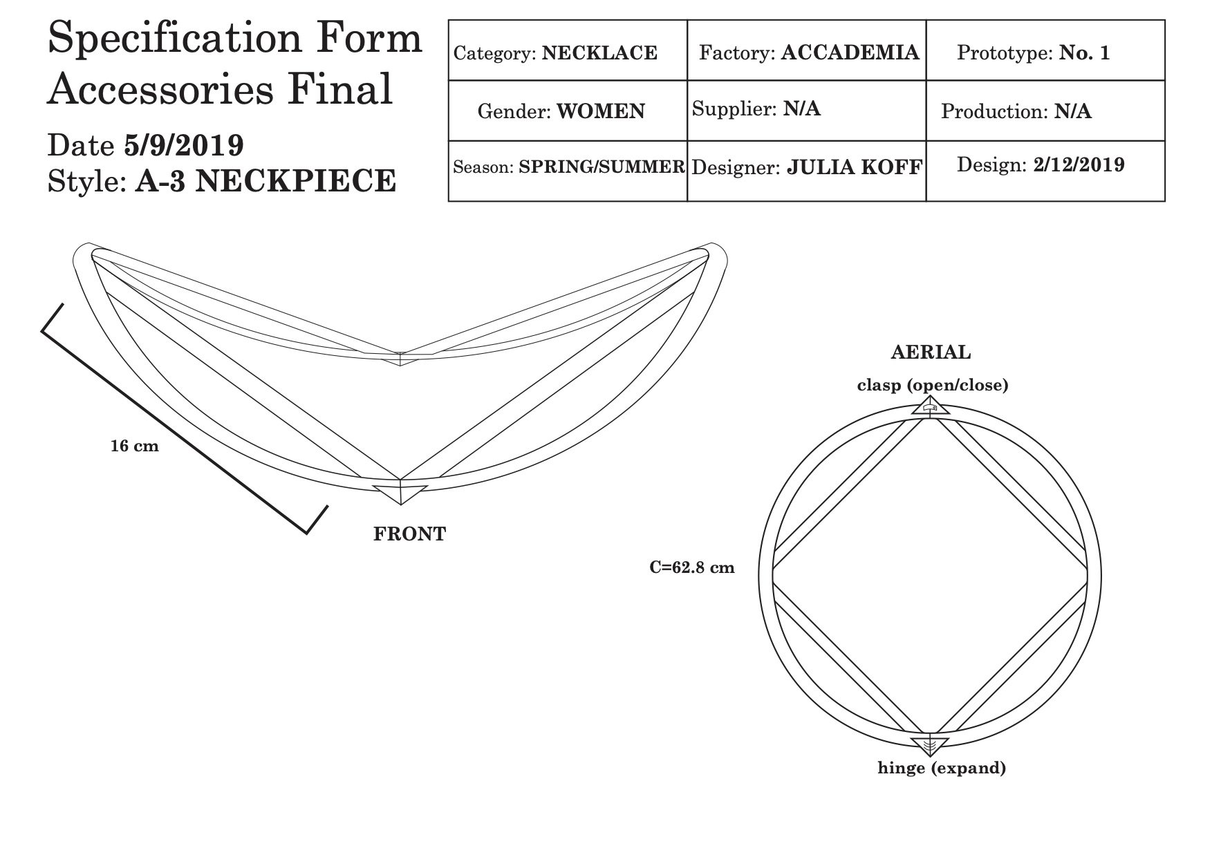 Accessory Design, technical slides, Accademia Italiana 2019.