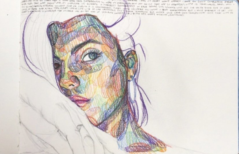 Diary to myself, pen and colored pencil on paper, 2019.