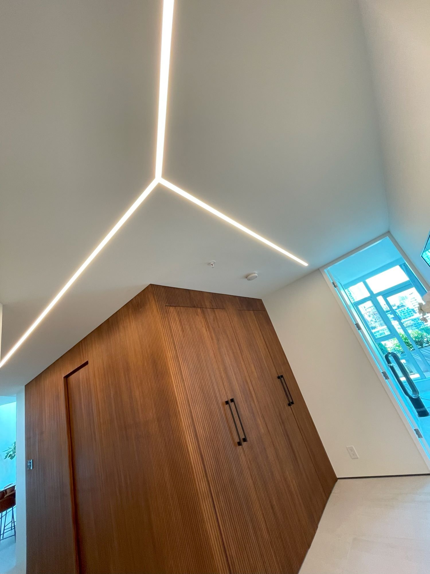Linear LED lighting - a unique touch to compliment this modern style