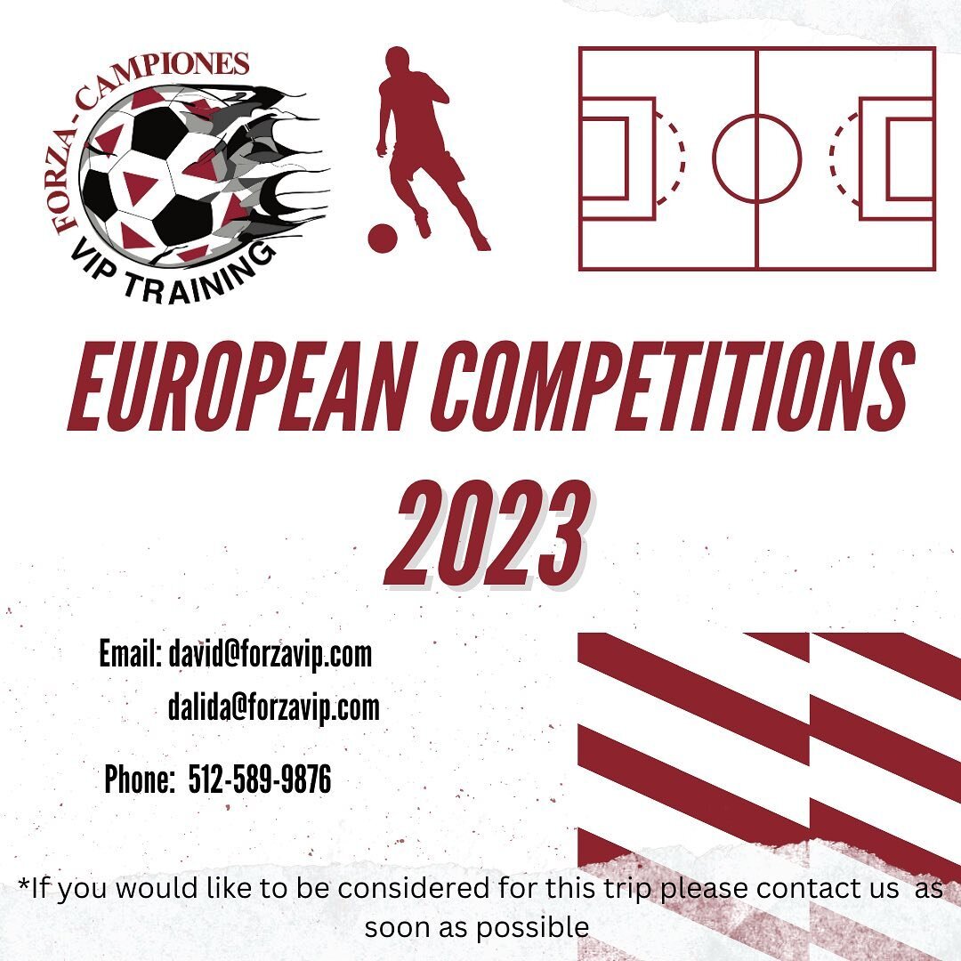 Dear Forza Family, 

Unfortunately, we had to cancel the European trip to Milan, Italy for this upcoming summer. 

However, all other trips are a go! 

There are still a couple of slots left for the remaining trips. If you know anyone who might be in