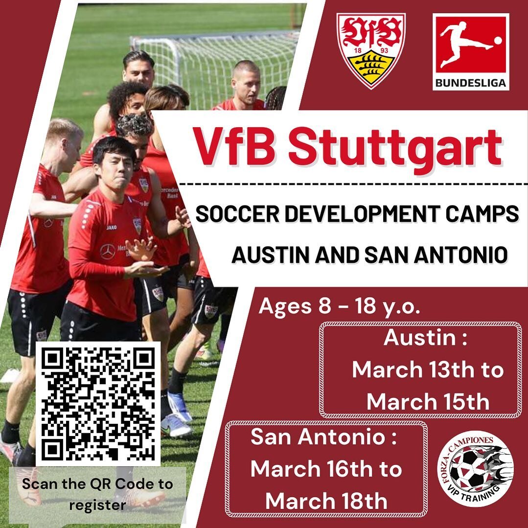 Get ready Austin and San Antonio! This spring the Bundesliga club VfB Stuttgart is coming to town to give the next generation of soccer players the training they need.

Don't miss this opportunity to learn from the pro training staff and take your ga