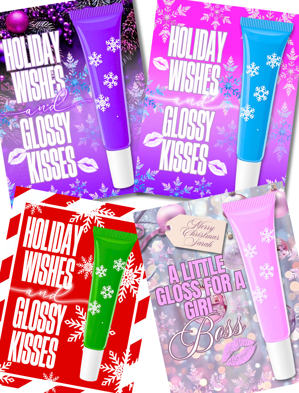 A set of 4 lip gloss card t