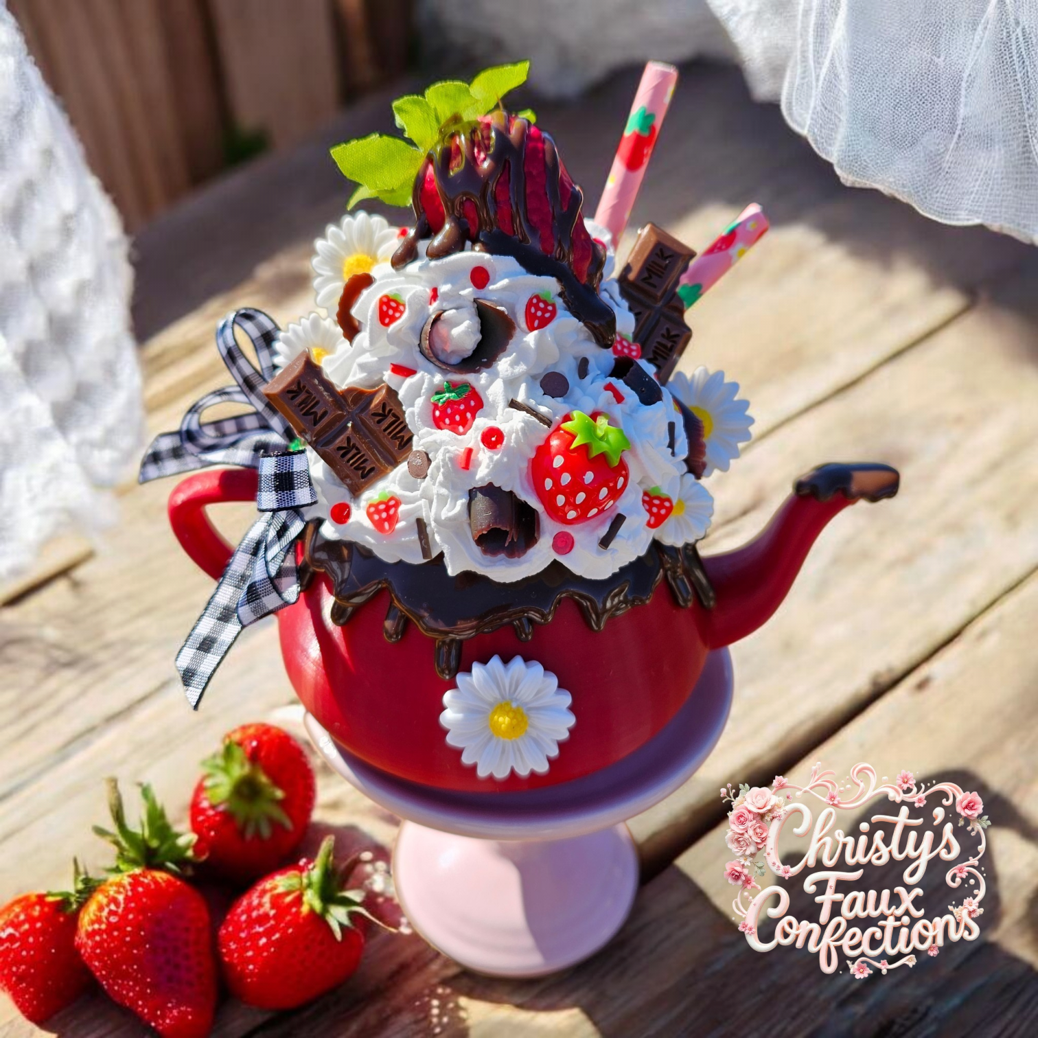 ❤️🍓Red Choc/Strawberry Tea Pot 🍓❤️