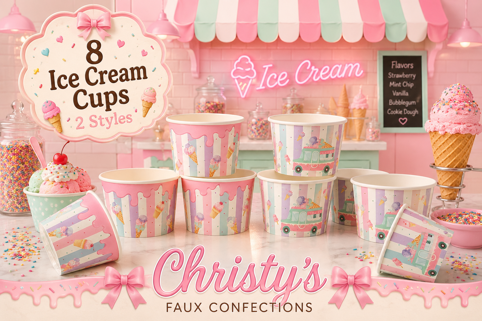 🍨8 Pastel Ice Cream Cups🍨
