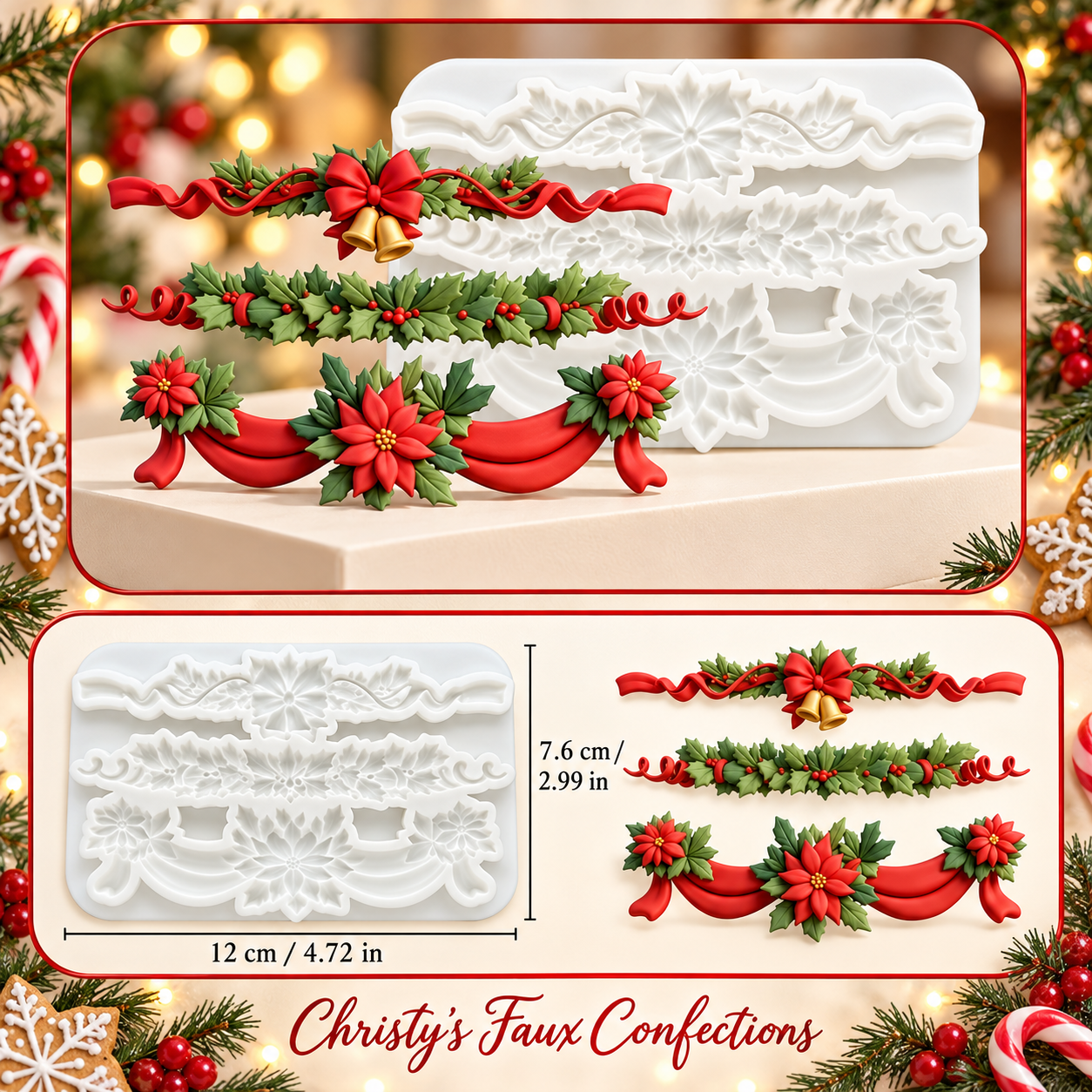 🎀🎄Christmas Ribbon & Garland Silicone Mold 🎄🎀