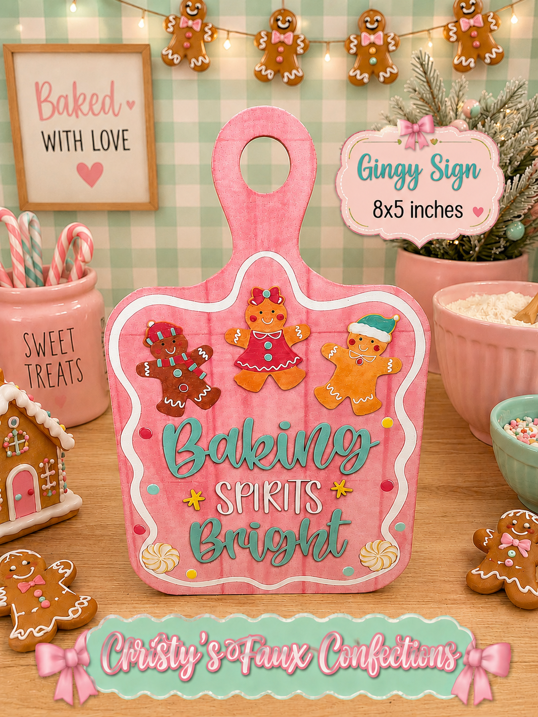 Gingy Cuttingboard Sign – 8x5 inches (MDF) 🎄🍪