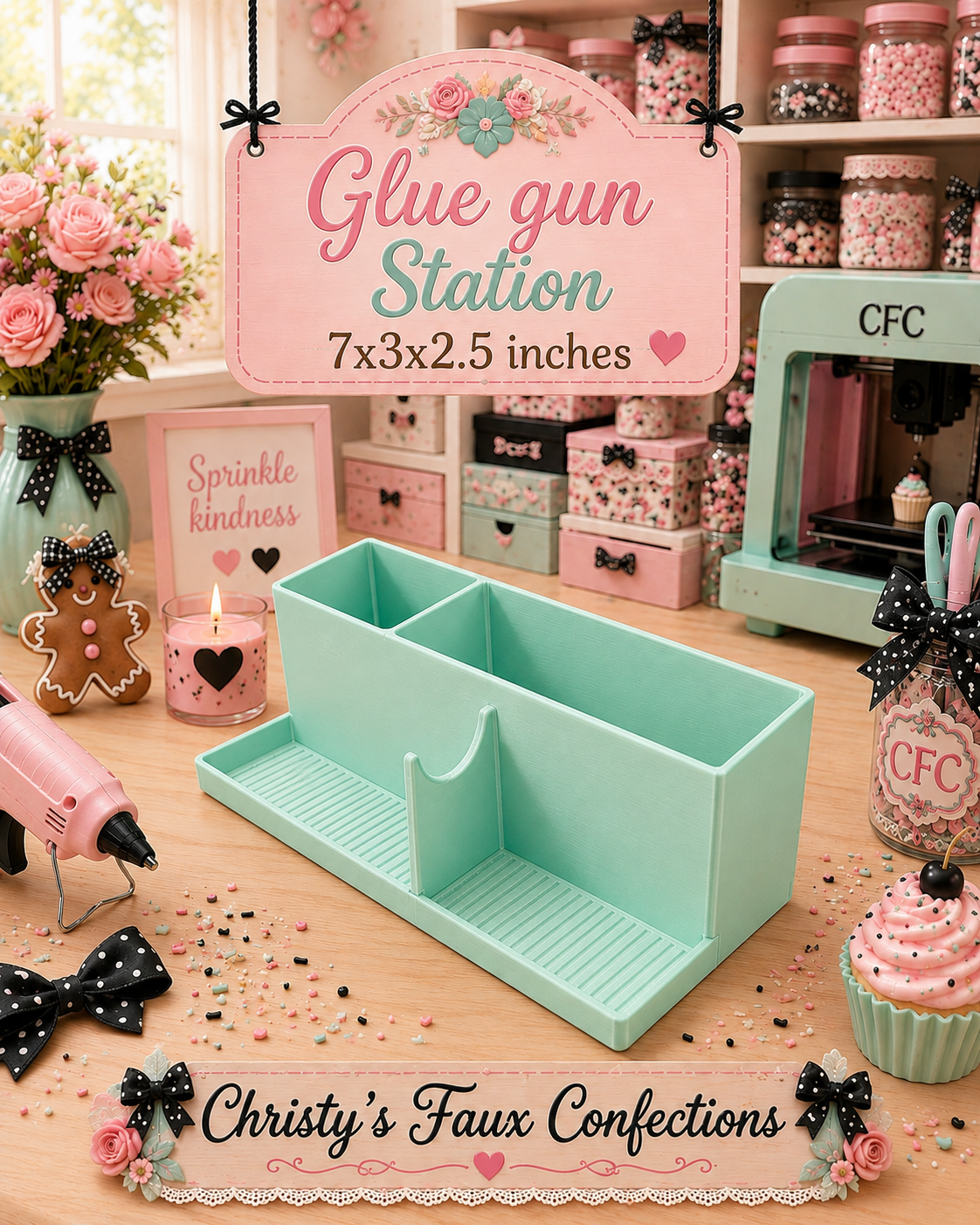 💚Mint Green 3D Printed Glue Gun Station💚